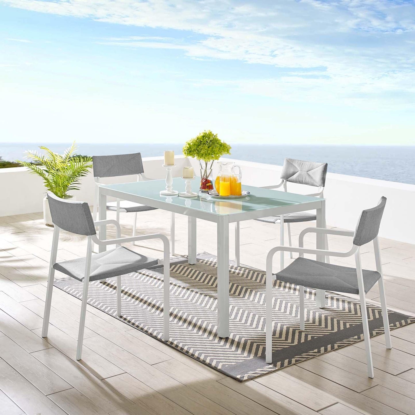 Modway Raleigh 5 Piece Outdoor Patio Aluminum Dining Set FredCo