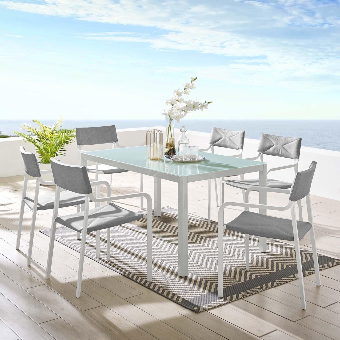 Modway Raleigh 7 Piece Outdoor Patio Aluminum Dining Set FredCo