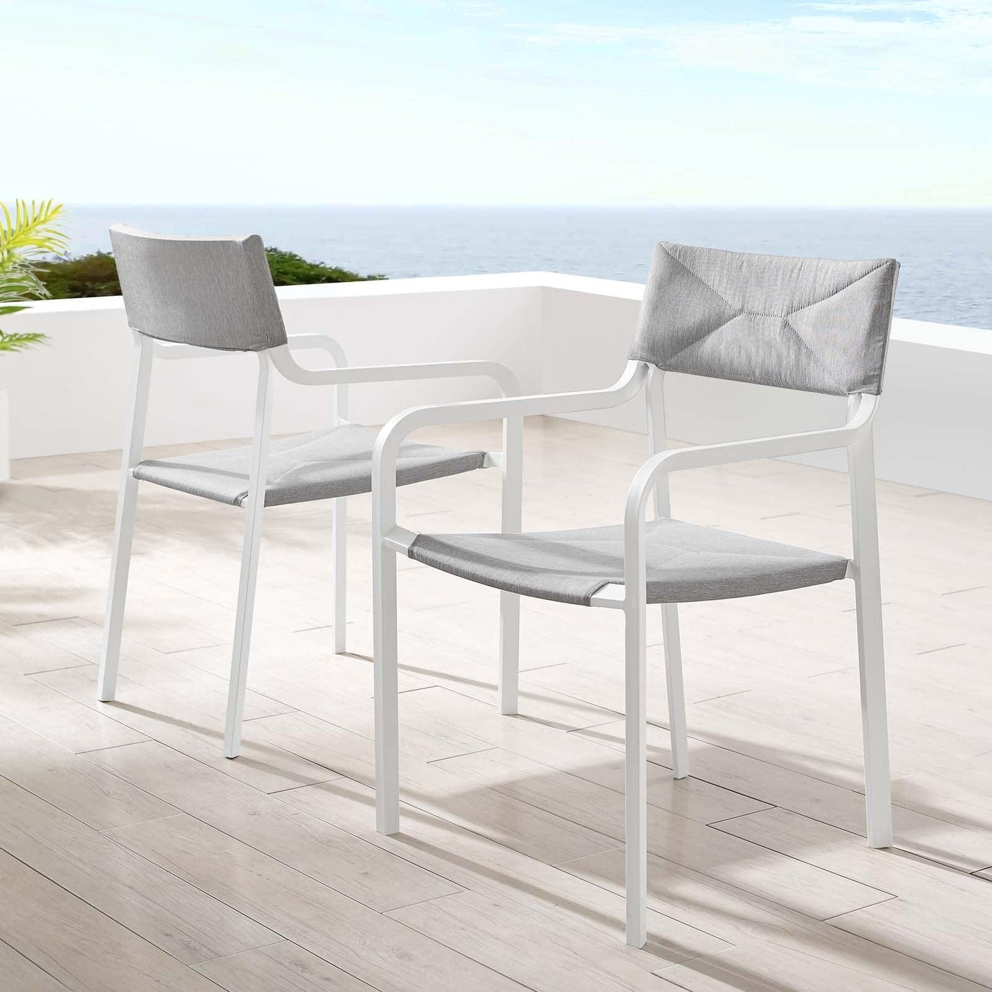 Modway Raleigh Outdoor Patio Aluminum Armchair Set of 2 FredCo