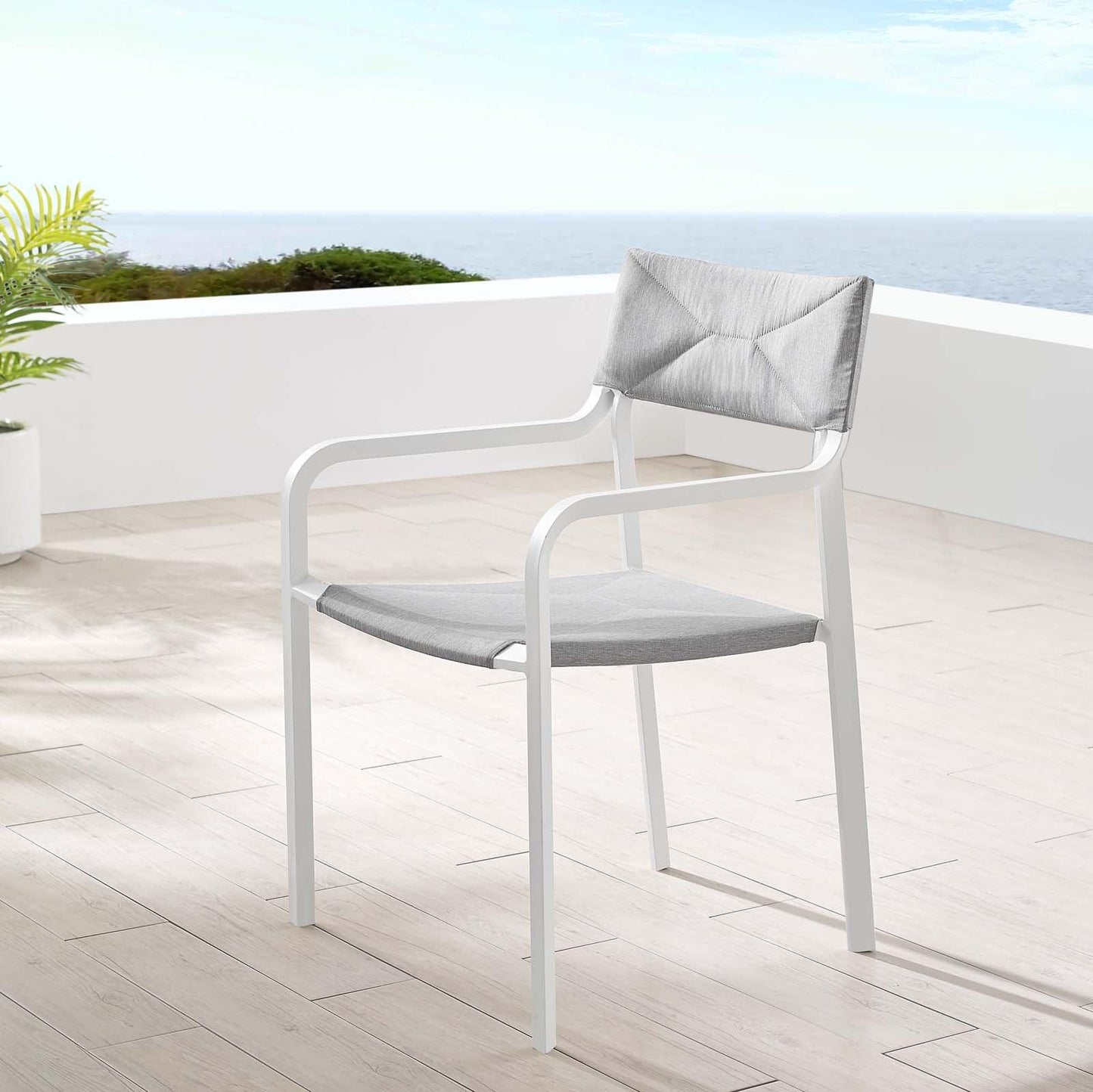 Modway Raleigh Stackable Outdoor Patio Aluminum Dining Armchair FredCo