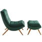 Modway Ramp Upholstered Performance Velvet Lounge Chair and Ottoman Set FredCo