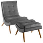 Modway Ramp Upholstered Performance Velvet Lounge Chair and Ottoman Set FredCo