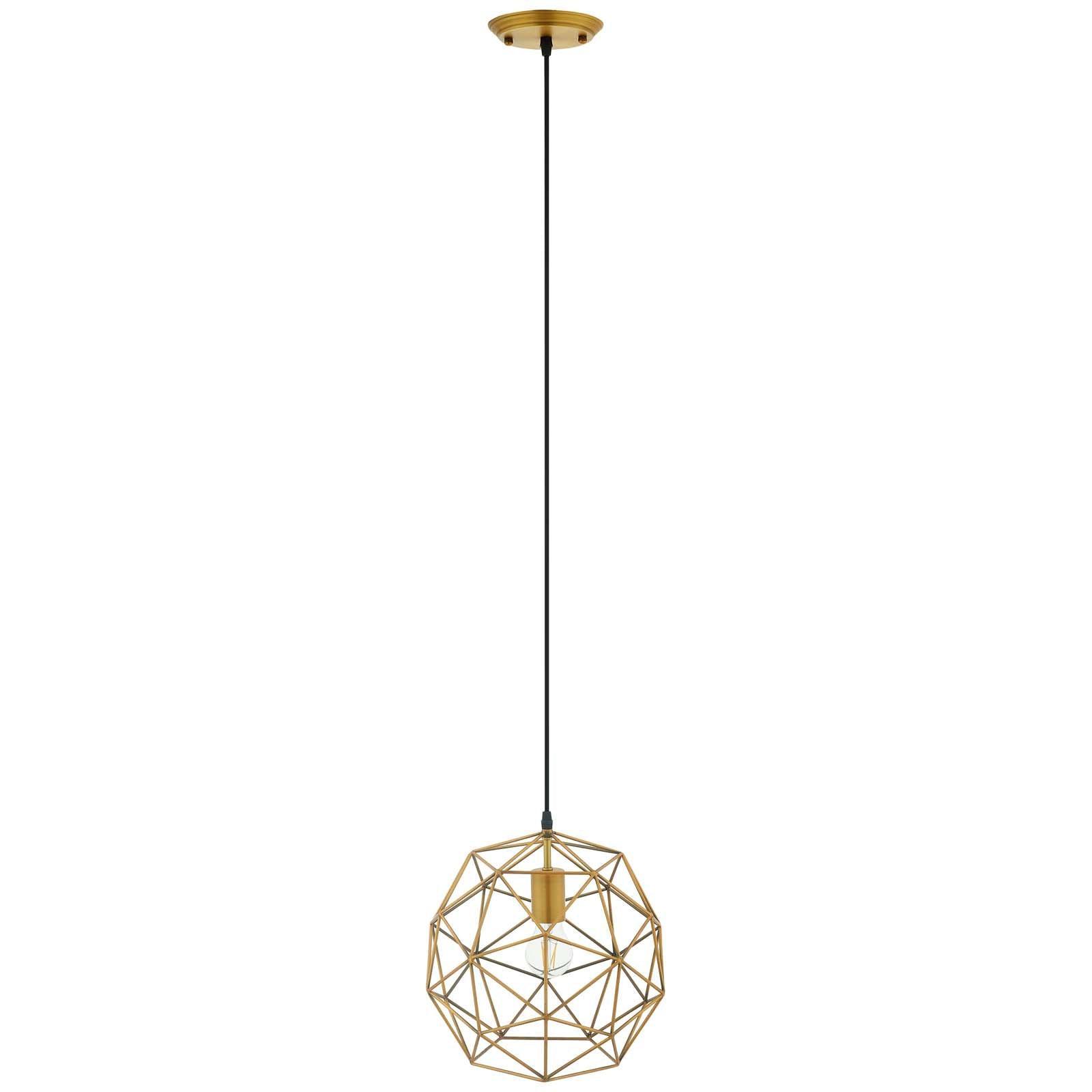 Modway Rarity Geometric Decagon-Shaped Brass Pendant Light FredCo