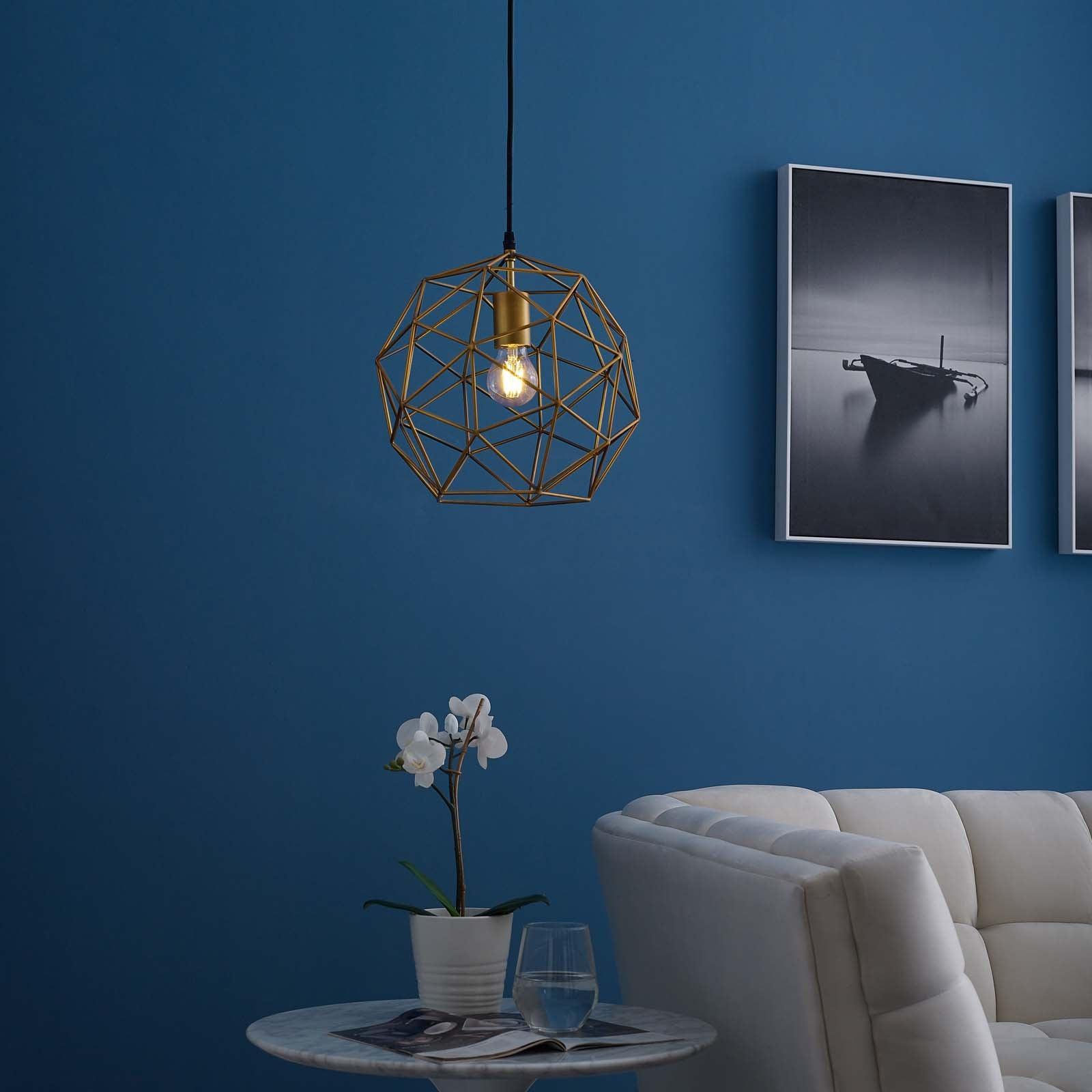 Modway Rarity Geometric Decagon-Shaped Brass Pendant Light FredCo