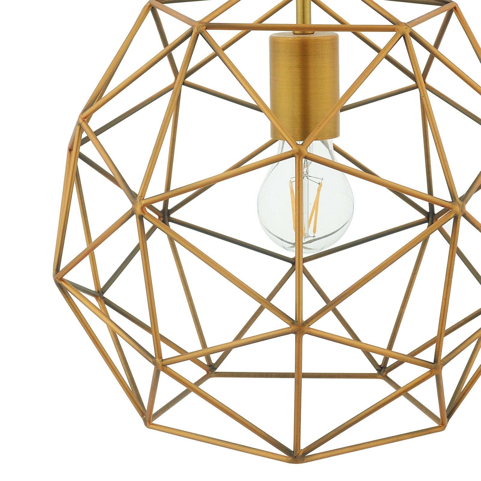 Modway Rarity Geometric Decagon-Shaped Brass Pendant Light FredCo