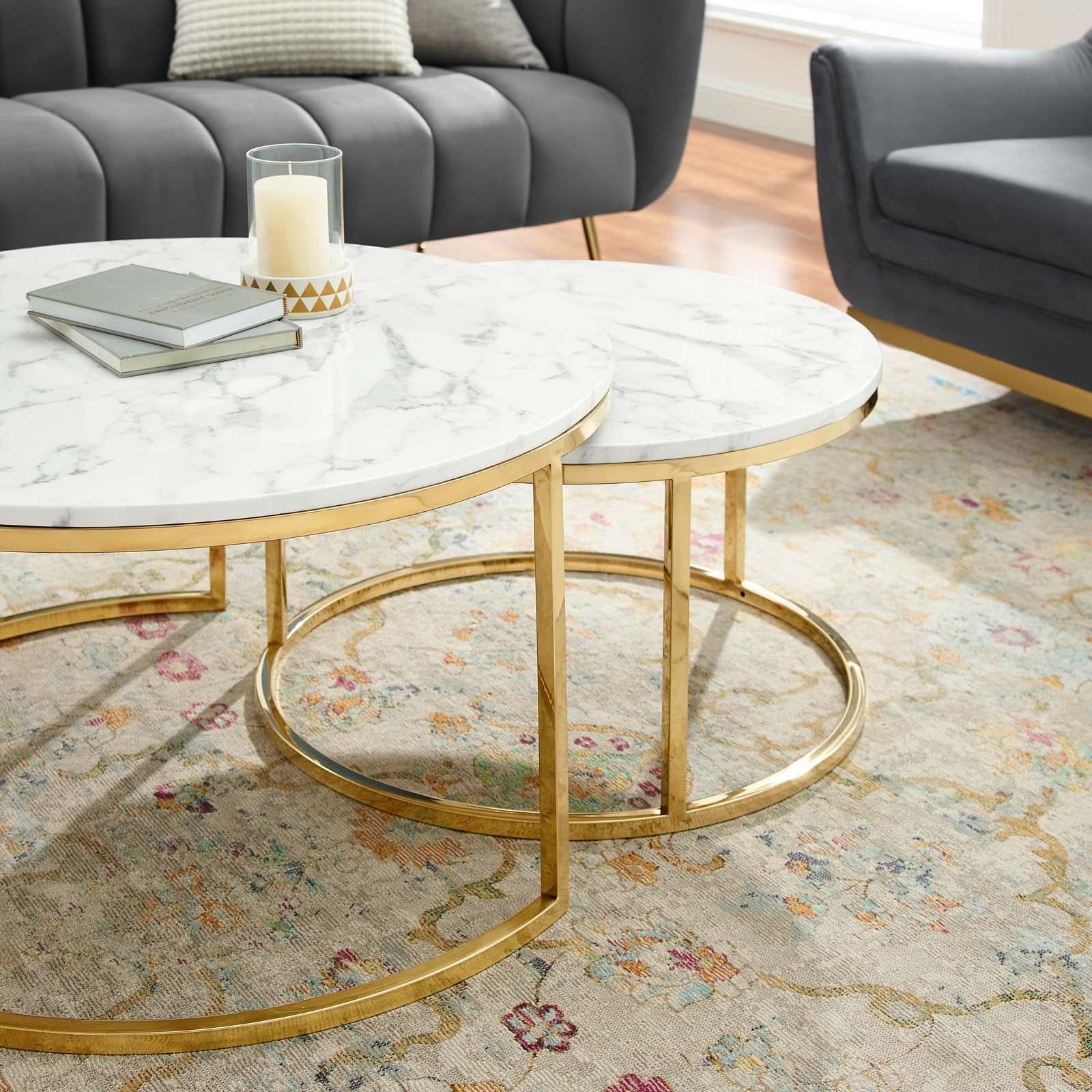 Modway Ravenna Artificial Marble Nesting Coffee Table FredCo