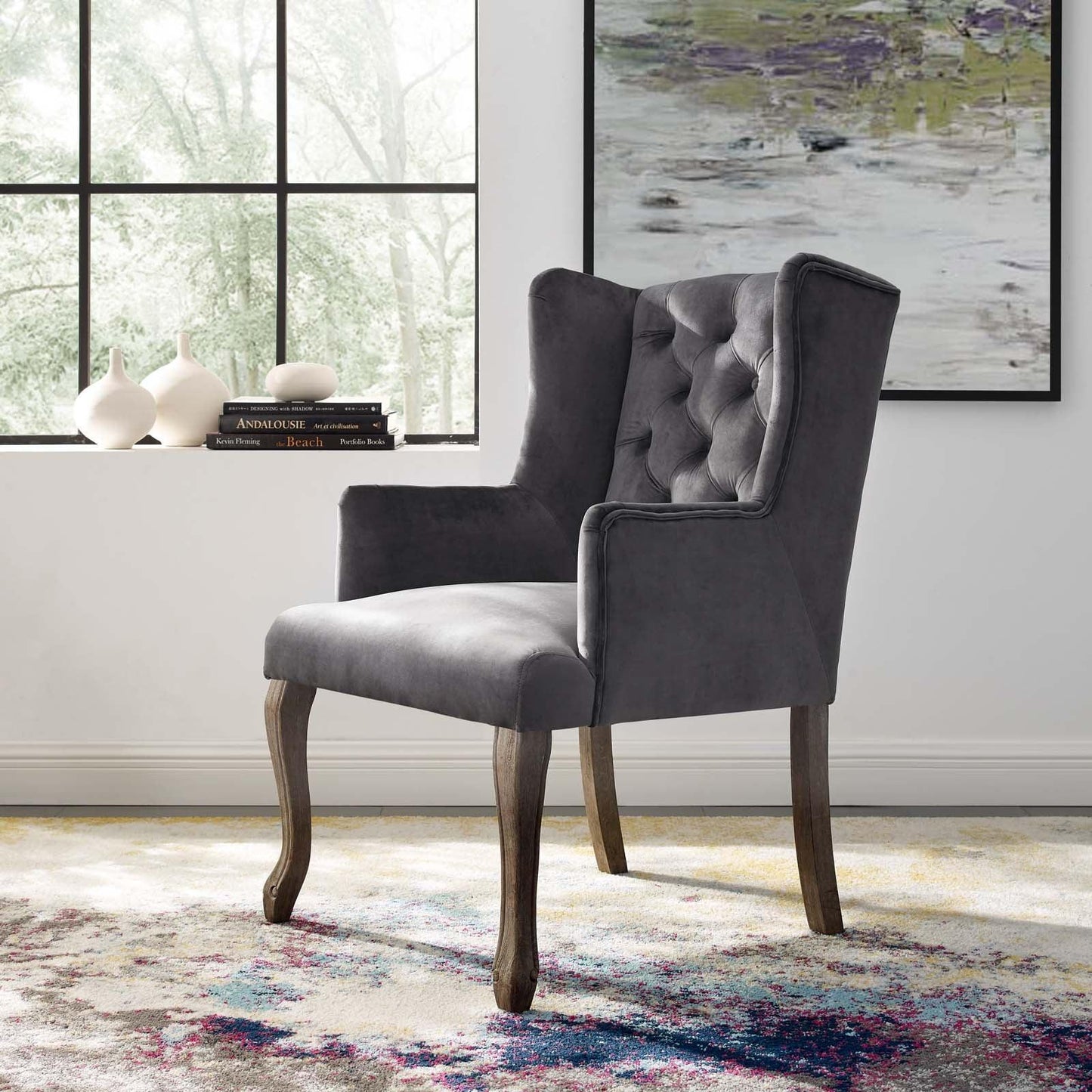 Modway Realm French Vintage Dining Performance Velvet Armchair FredCo