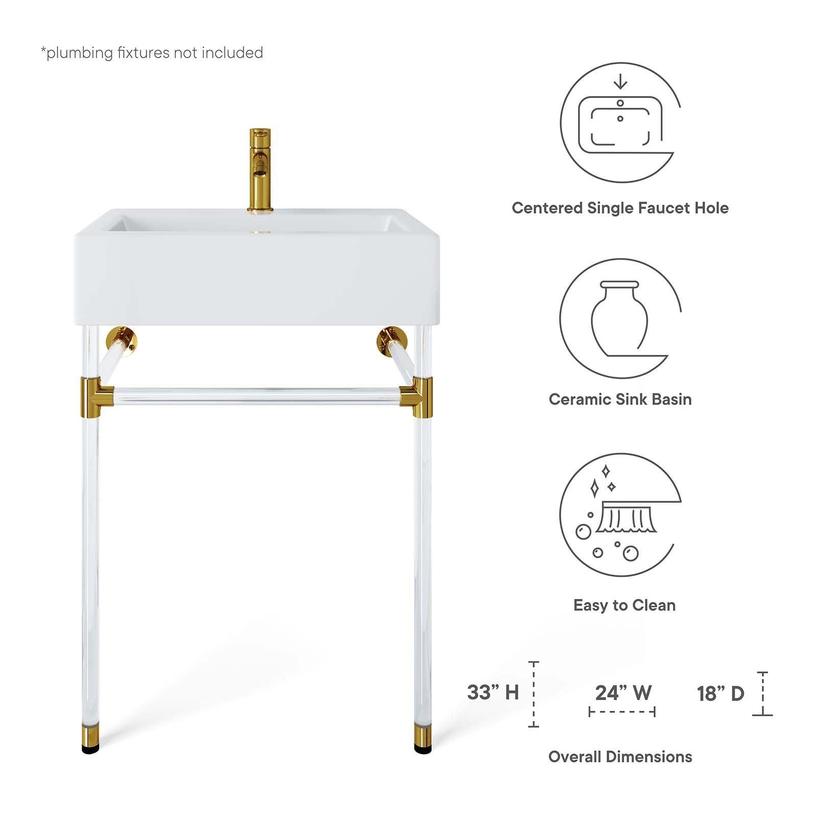 Modway Redeem 24" Acrylic Wall-Mount Bathroom Vanity FredCo