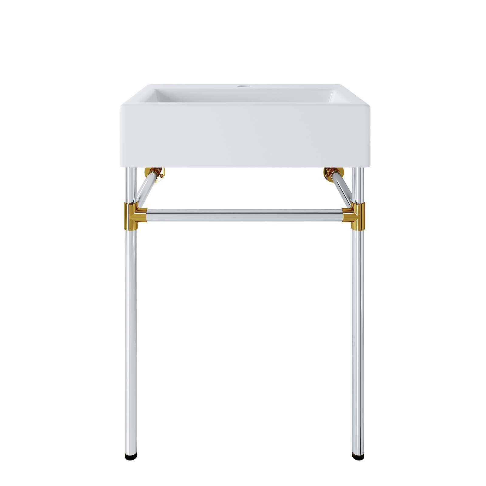 Modway Redeem 24" Silver Stainless Steel Wall-Mount Bathroom Vanity FredCo