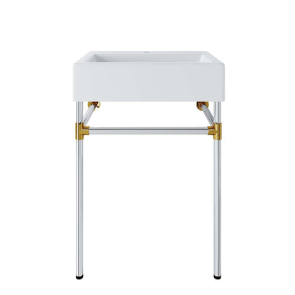 Modway Redeem 24" Silver Stainless Steel Wall-Mount Bathroom Vanity FredCo