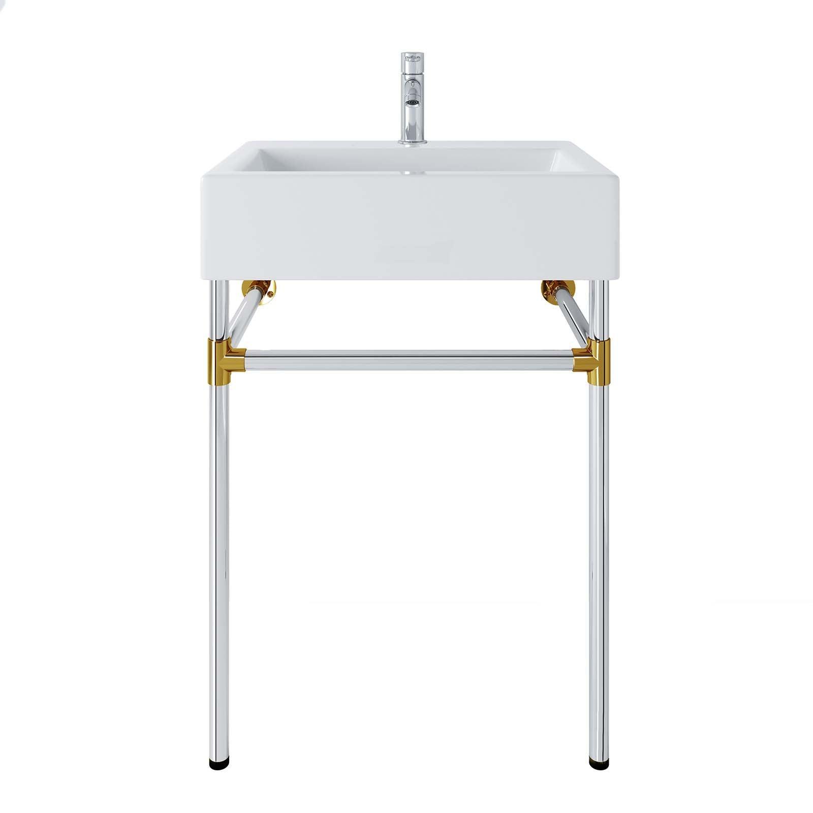 Modway Redeem 24" Silver Stainless Steel Wall-Mount Bathroom Vanity FredCo