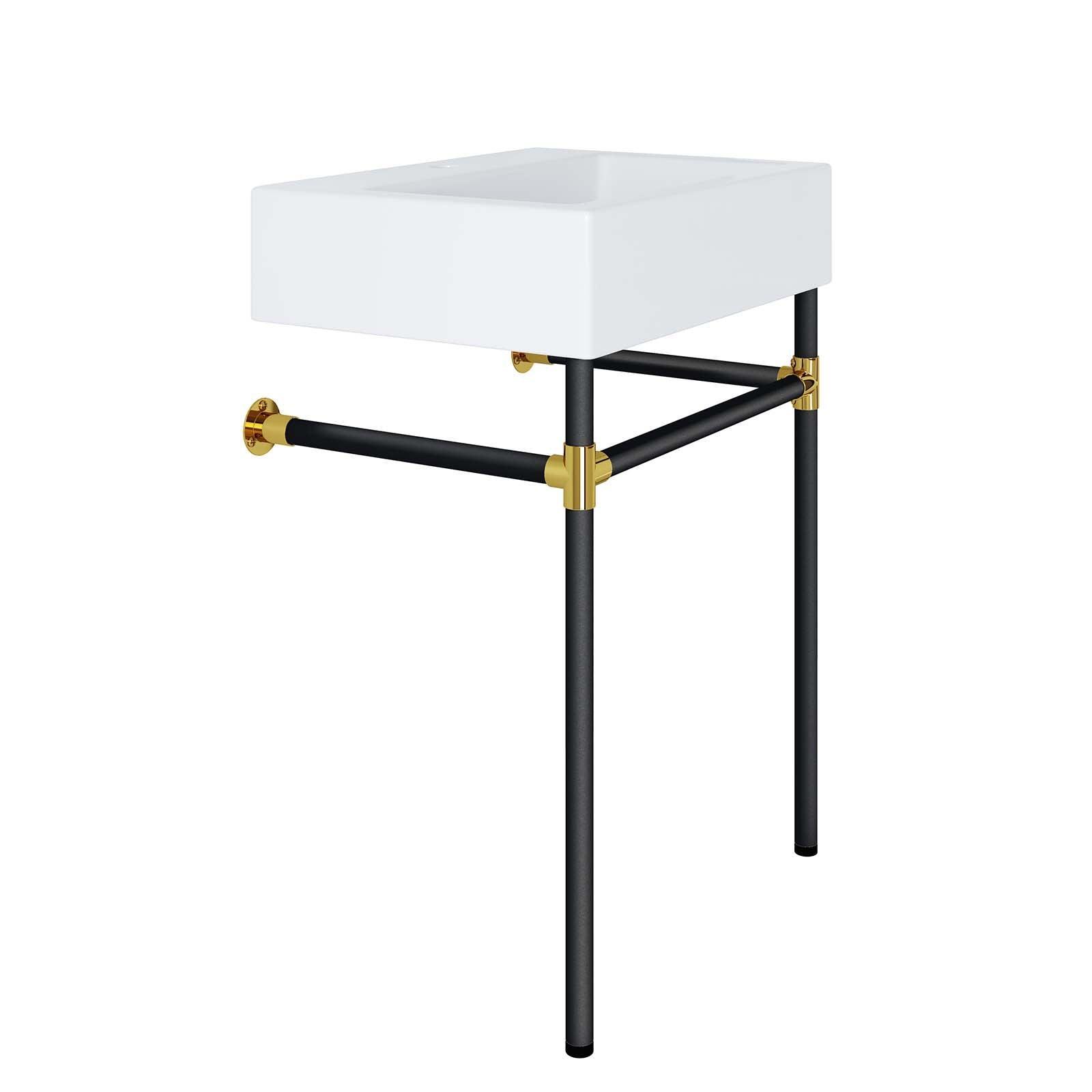Modway Redeem 24" Wall-Mount Black Stainless Steel Bathroom Vanity FredCo