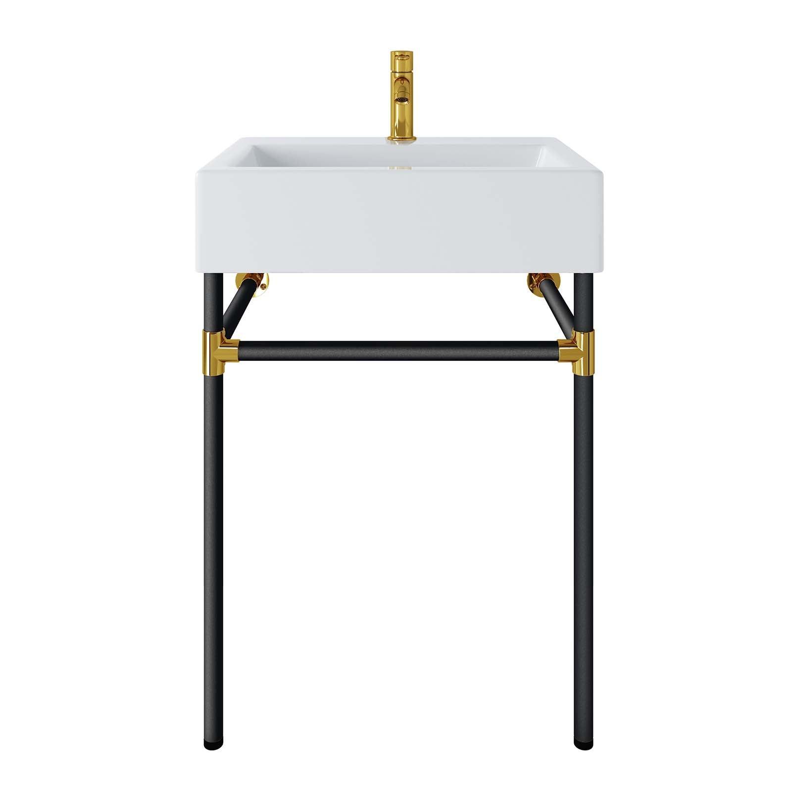 Modway Redeem 24" Wall-Mount Black Stainless Steel Bathroom Vanity FredCo