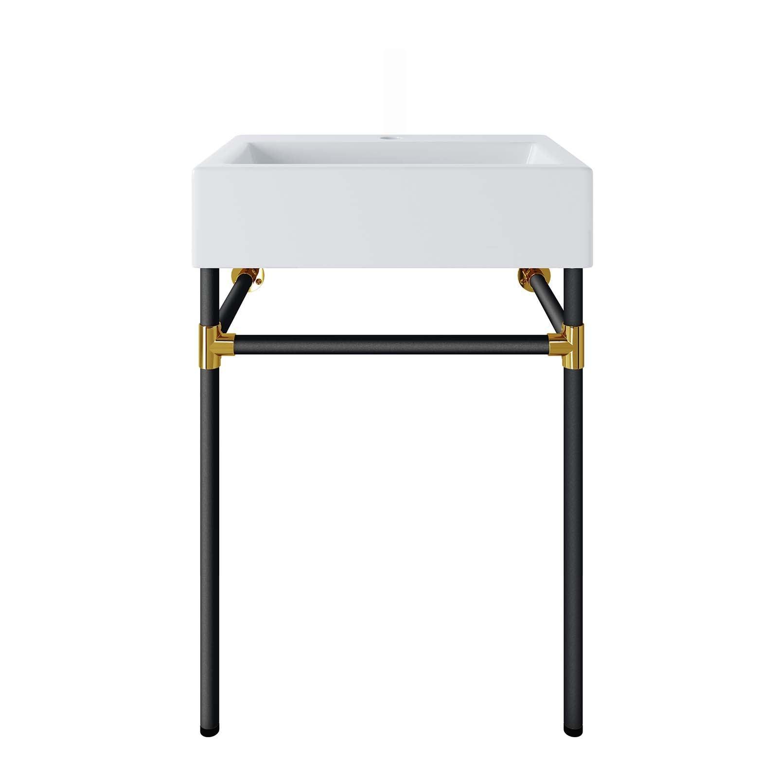 Modway Redeem 24" Wall-Mount Black Stainless Steel Bathroom Vanity FredCo