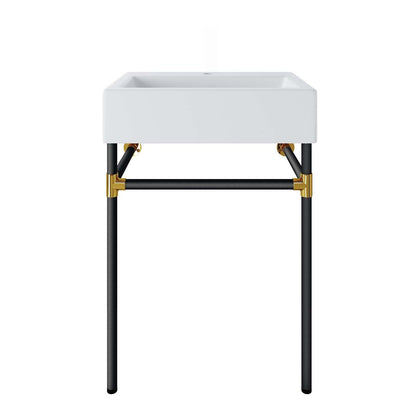 Modway Redeem 24" Wall-Mount Black Stainless Steel Bathroom Vanity FredCo