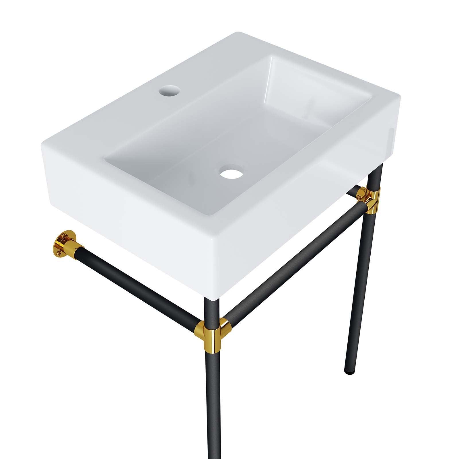 Modway Redeem 24" Wall-Mount Black Stainless Steel Bathroom Vanity FredCo