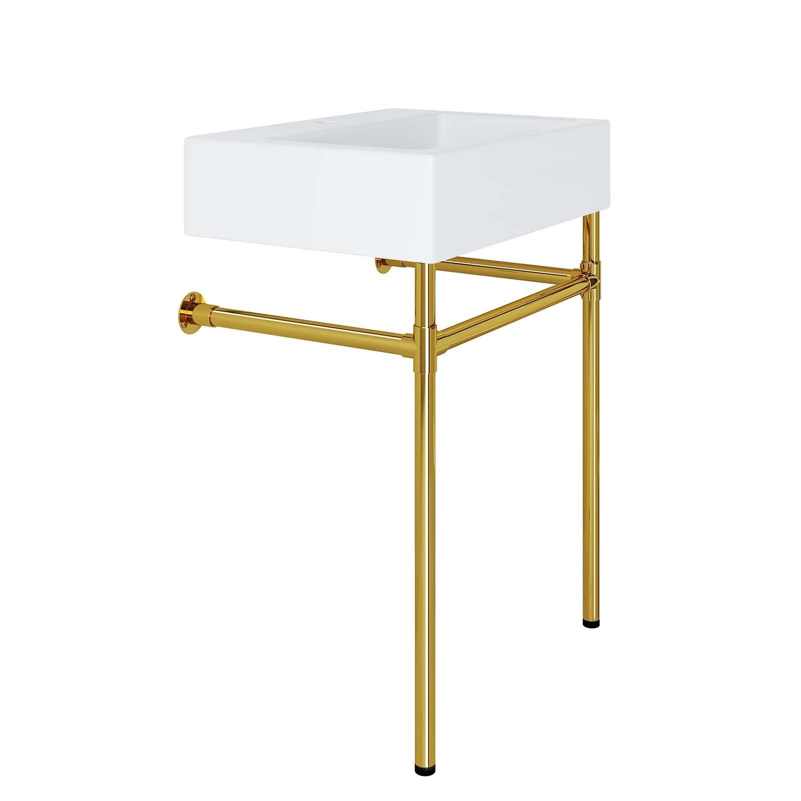Modway Redeem 24" Wall-Mount Gold Stainless Steel Bathroom Vanity FredCo