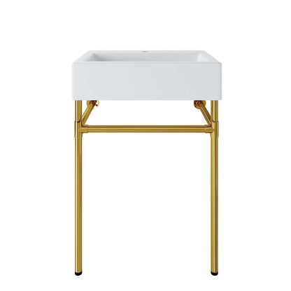 Modway Redeem 24" Wall-Mount Gold Stainless Steel Bathroom Vanity FredCo