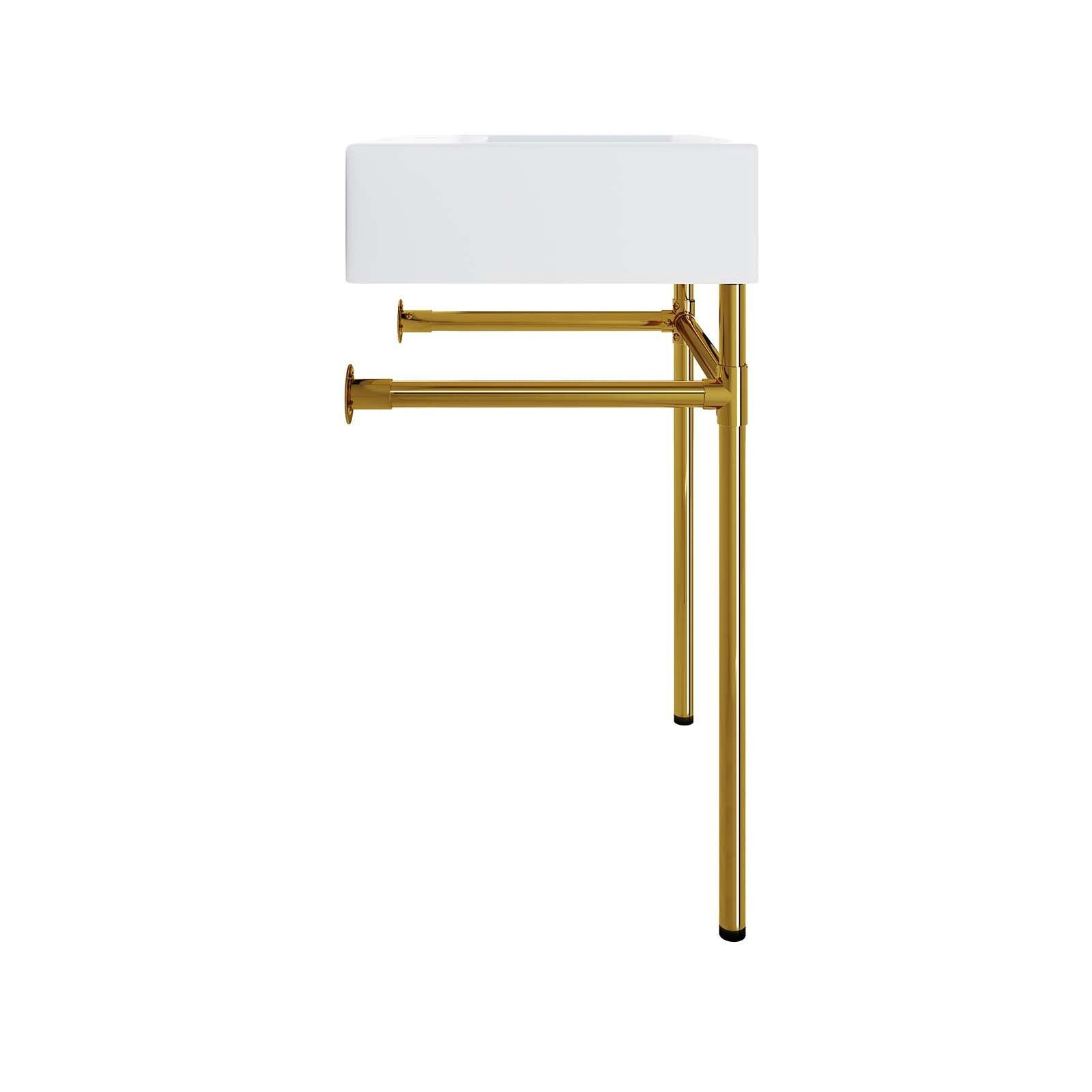 Modway Redeem 24" Wall-Mount Gold Stainless Steel Bathroom Vanity FredCo