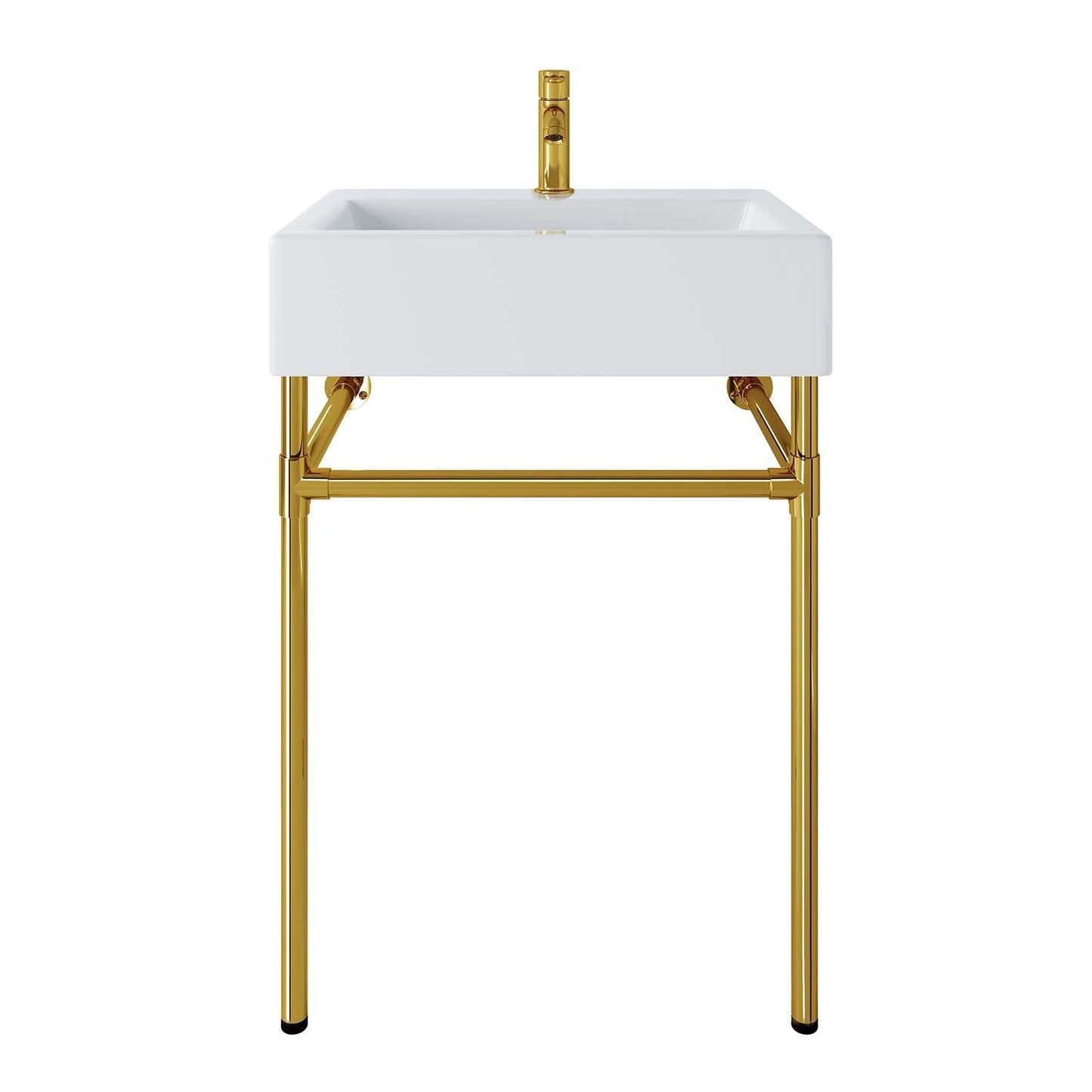 Modway Redeem 24" Wall-Mount Gold Stainless Steel Bathroom Vanity FredCo