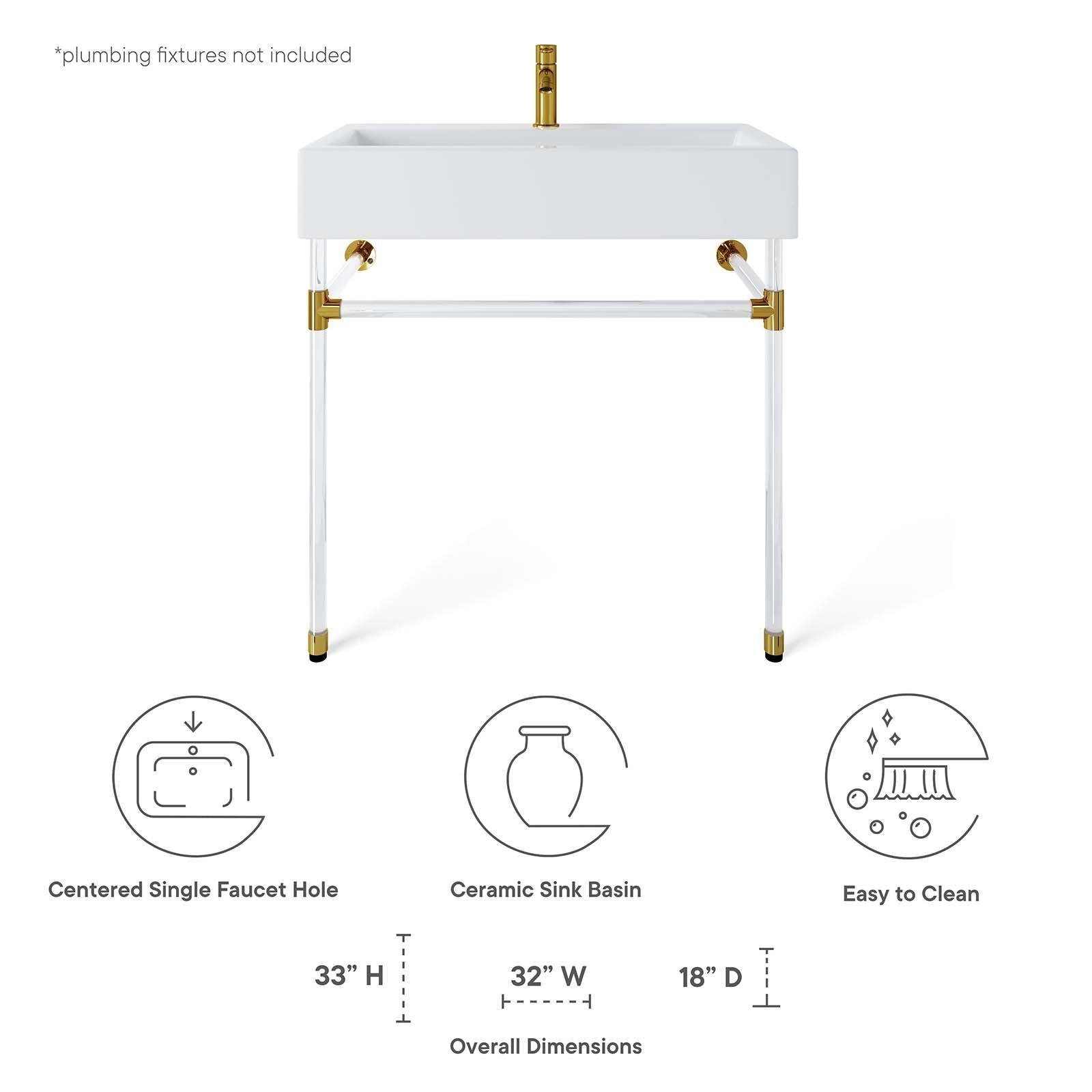 Modway Redeem 32" Acrylic Wall-Mount Bathroom Vanity FredCo
