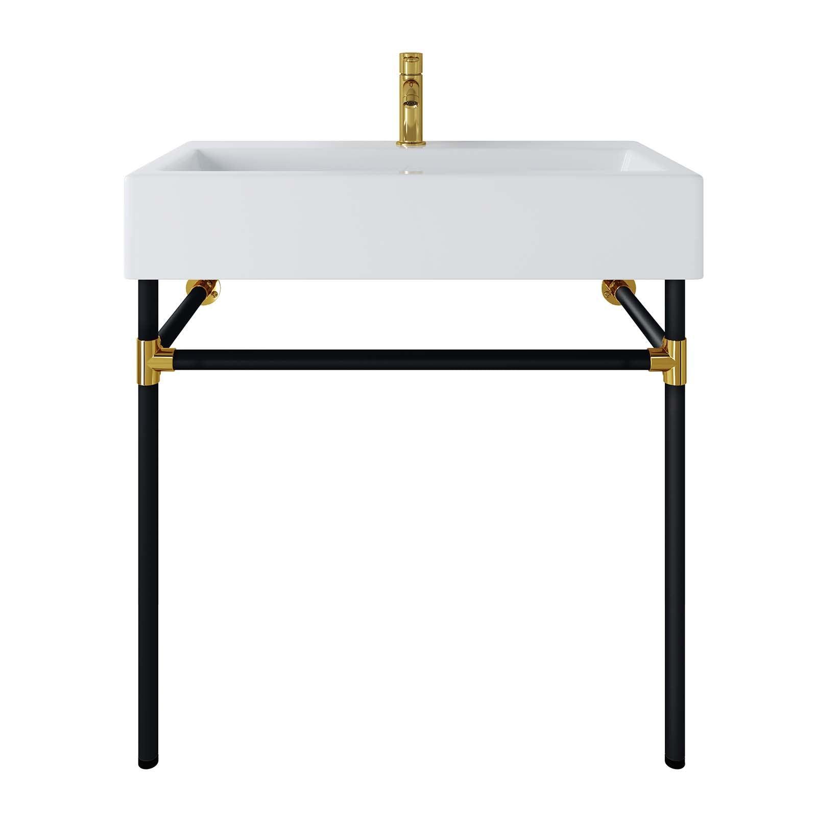 Modway Redeem 32" Black Stainless Steel Wall-Mount Bathroom Vanity FredCo