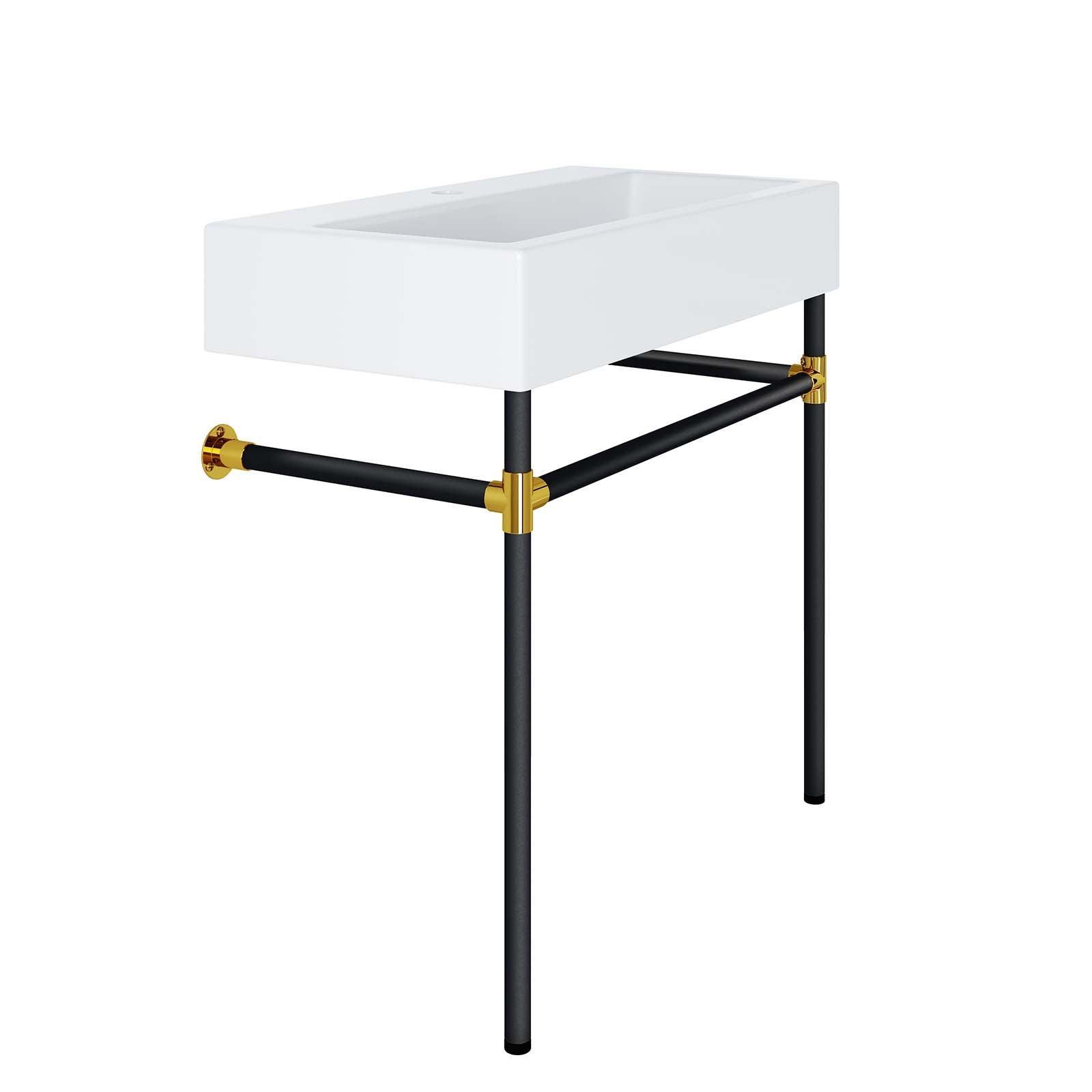Modway Redeem 32" Black Stainless Steel Wall-Mount Bathroom Vanity FredCo