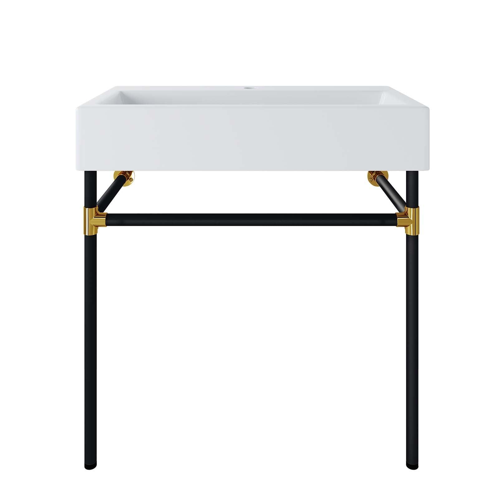 Modway Redeem 32" Black Stainless Steel Wall-Mount Bathroom Vanity FredCo