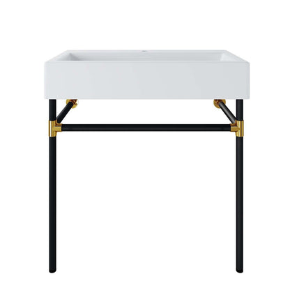 Modway Redeem 32" Black Stainless Steel Wall-Mount Bathroom Vanity FredCo