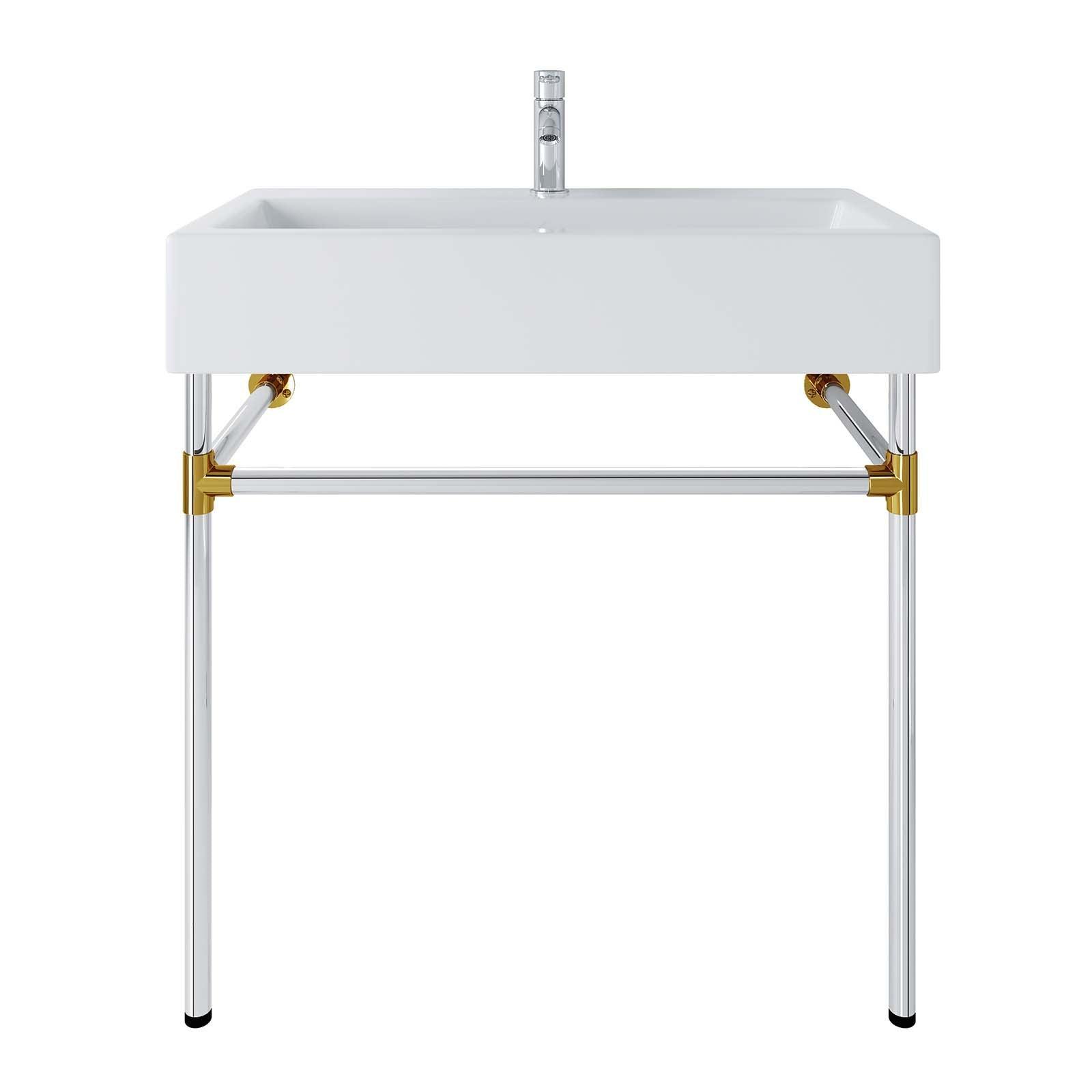 Modway Redeem 32" Silver Stainless Steel Wall-Mount Bathroom Vanity FredCo
