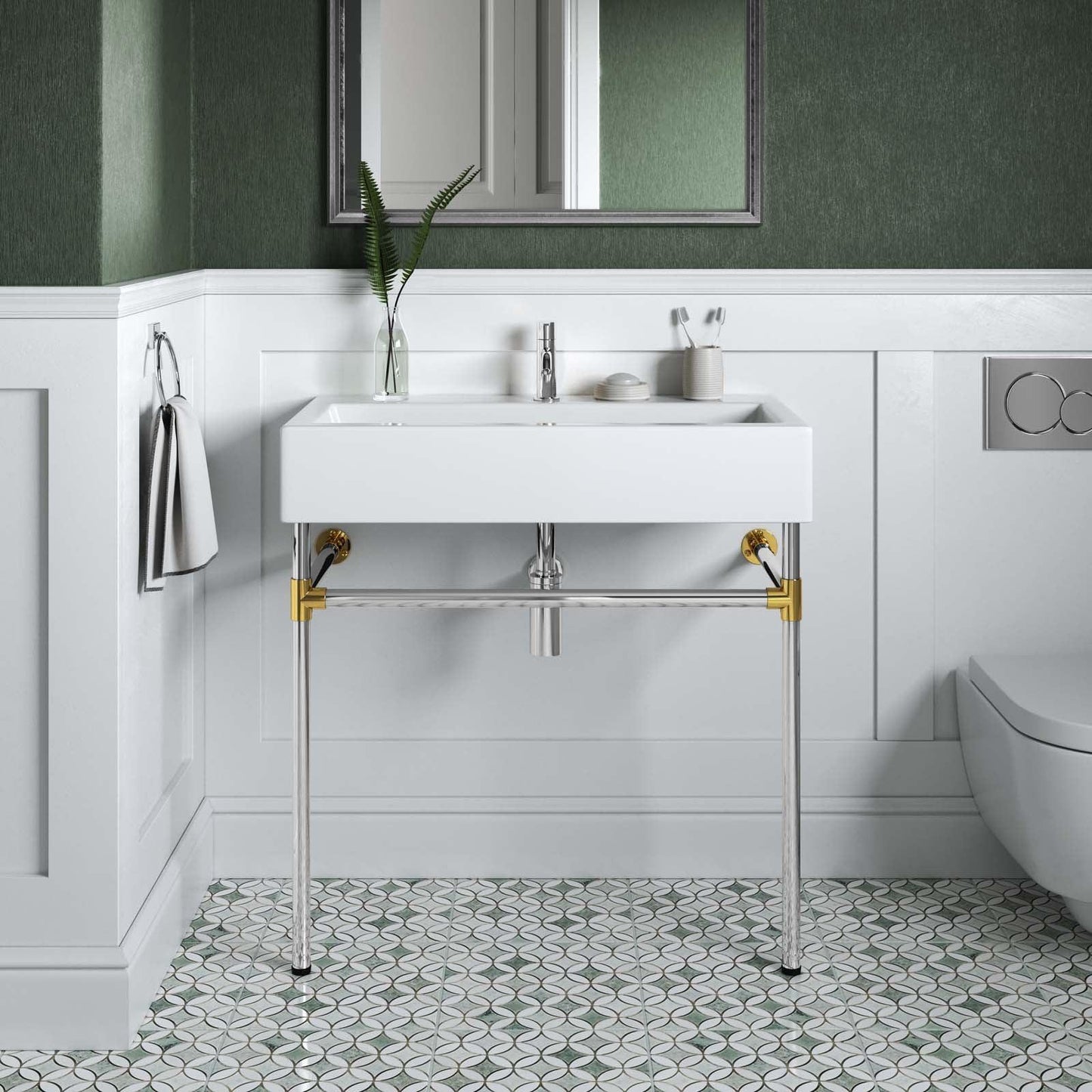 Modway Redeem 32" Silver Stainless Steel Wall-Mount Bathroom Vanity FredCo