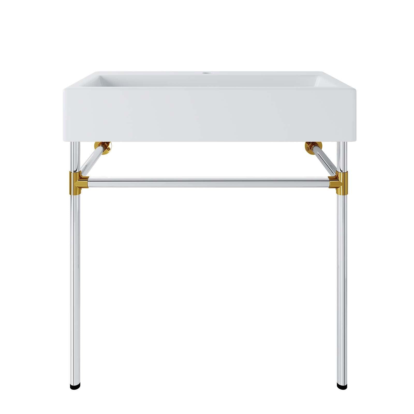 Modway Redeem 32" Silver Stainless Steel Wall-Mount Bathroom Vanity FredCo