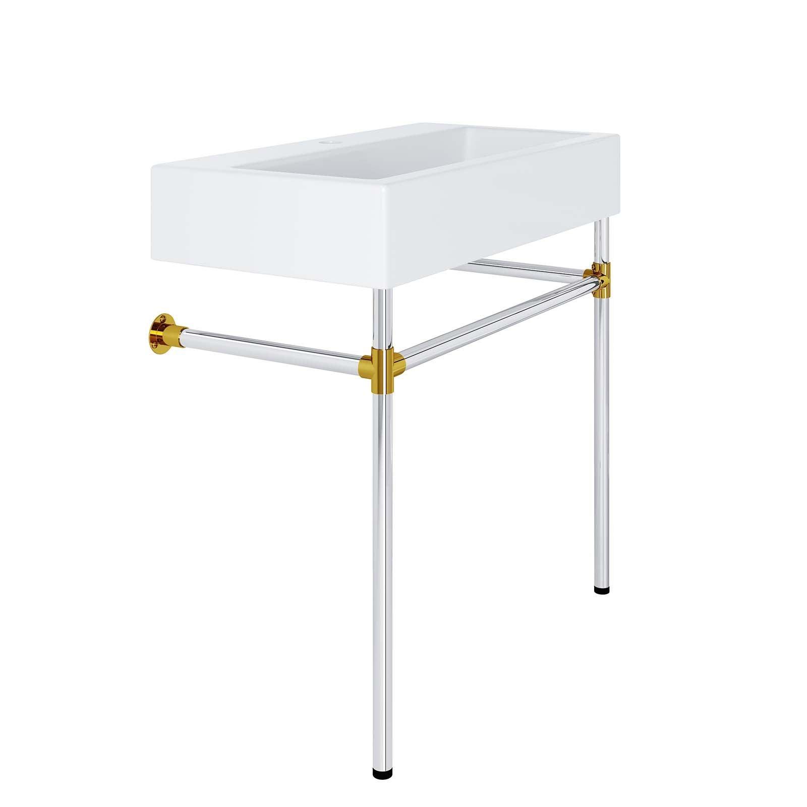 Modway Redeem 32" Silver Stainless Steel Wall-Mount Bathroom Vanity FredCo