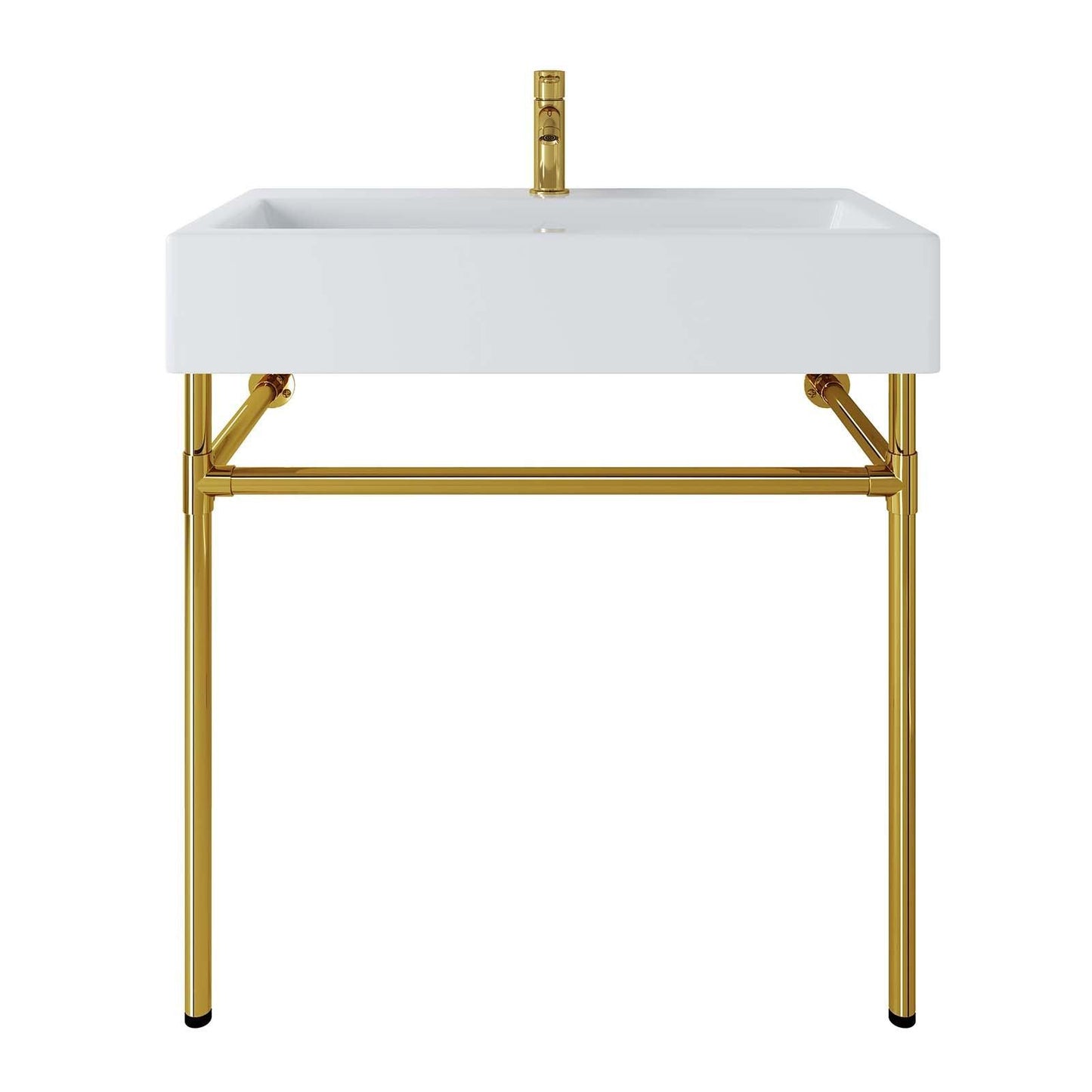 Modway Redeem 32" Wall-Mount Gold Stainless Steel Bathroom Vanity FredCo