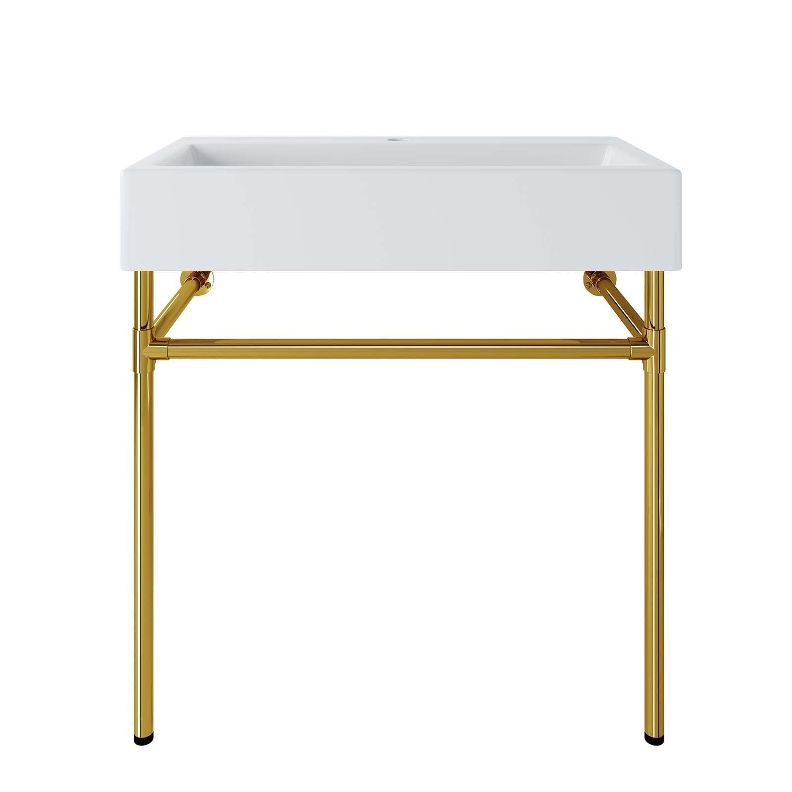 Modway Redeem 32" Wall-Mount Gold Stainless Steel Bathroom Vanity FredCo