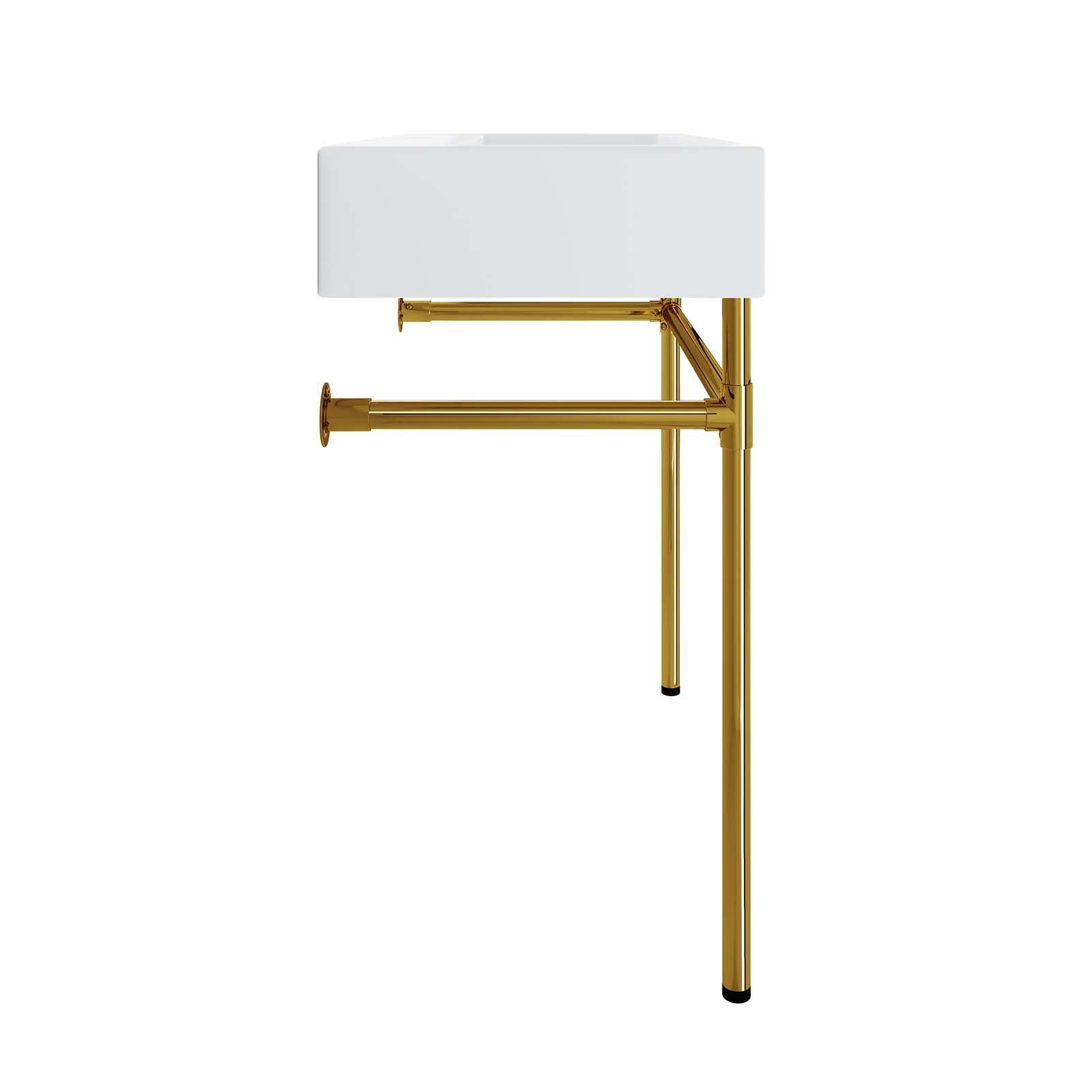 Modway Redeem 32" Wall-Mount Gold Stainless Steel Bathroom Vanity FredCo