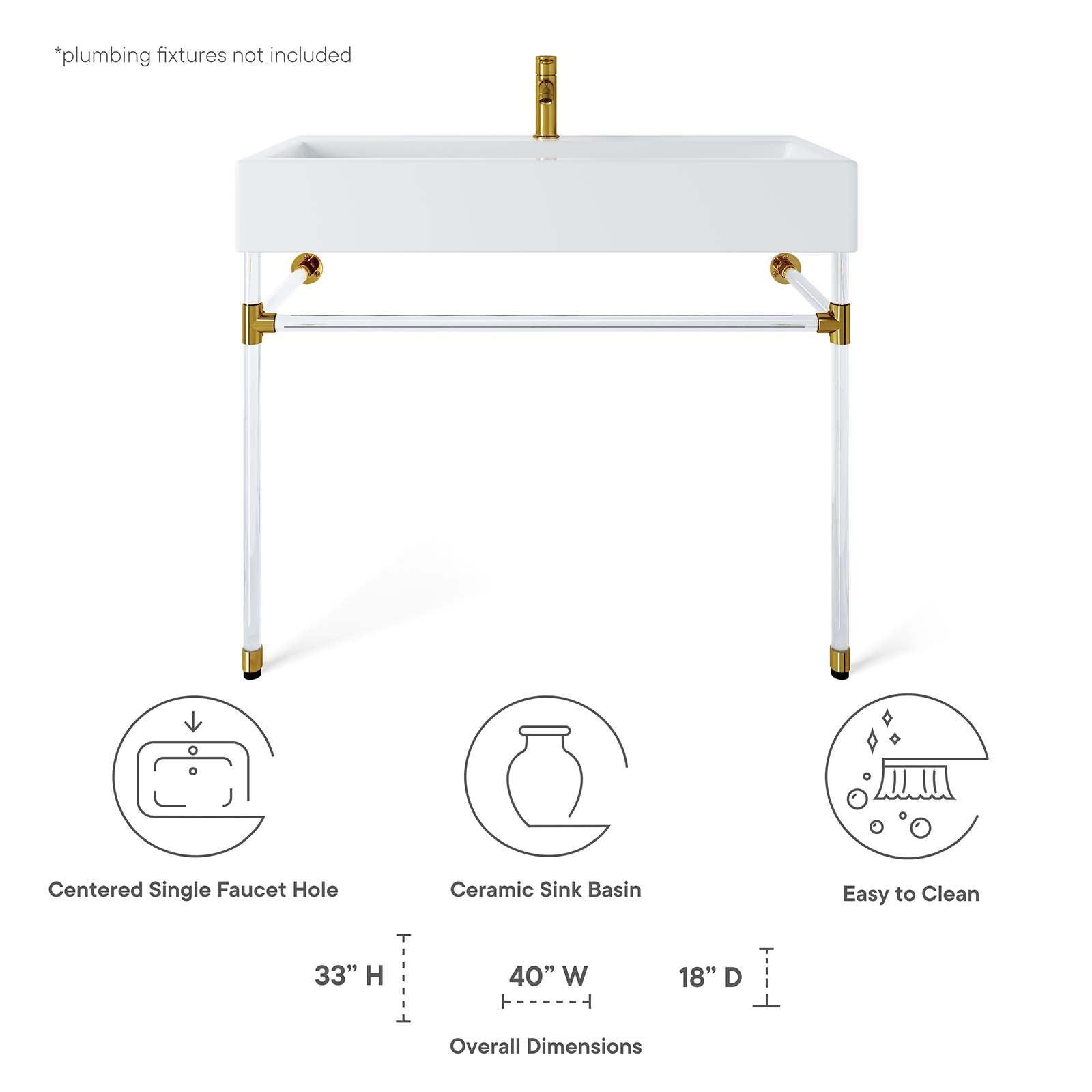Modway Redeem 40" Acrylic Wall-Mount Bathroom Vanity FredCo