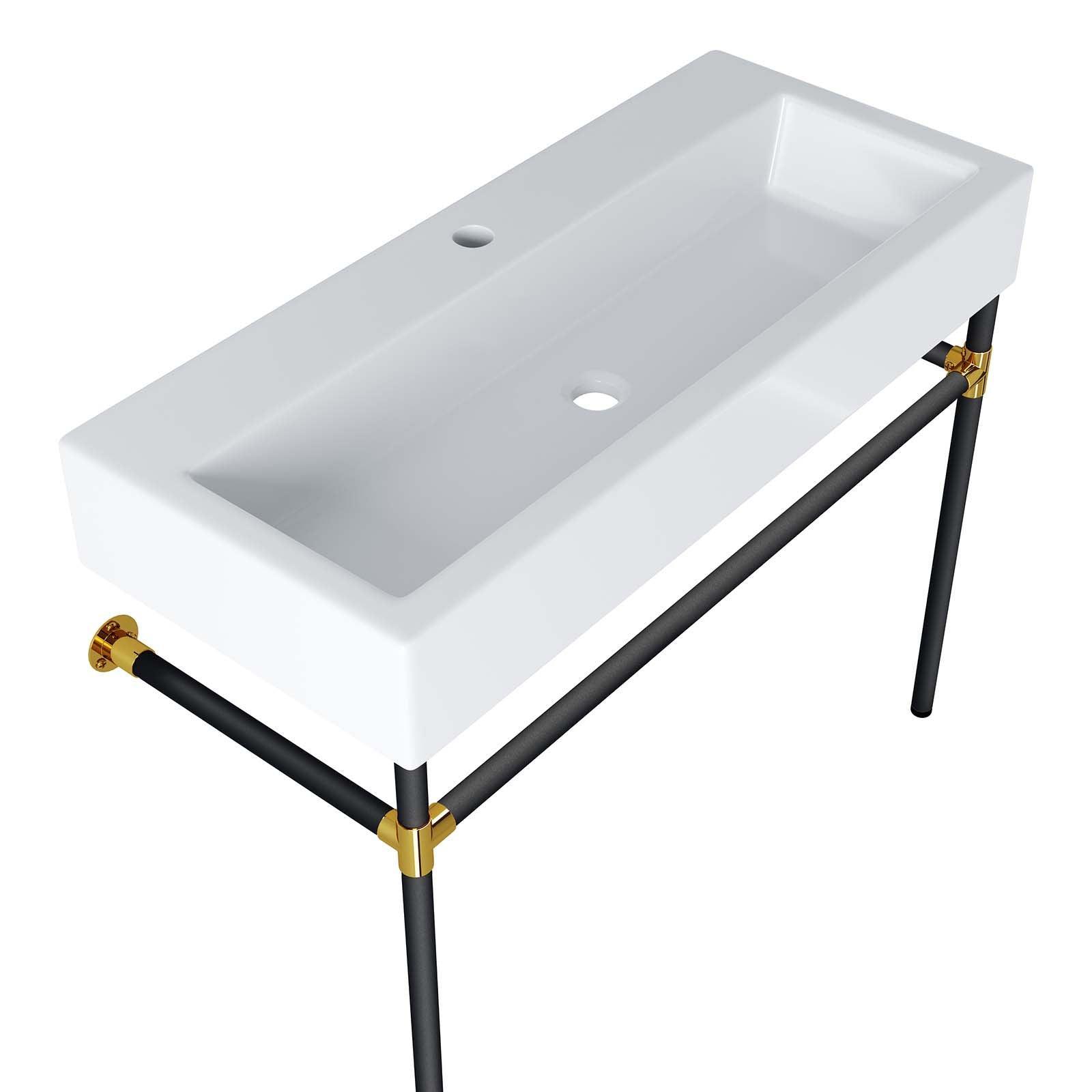Modway Redeem 40" Black Stainless Steel Wall-Mount Bathroom Vanity FredCo
