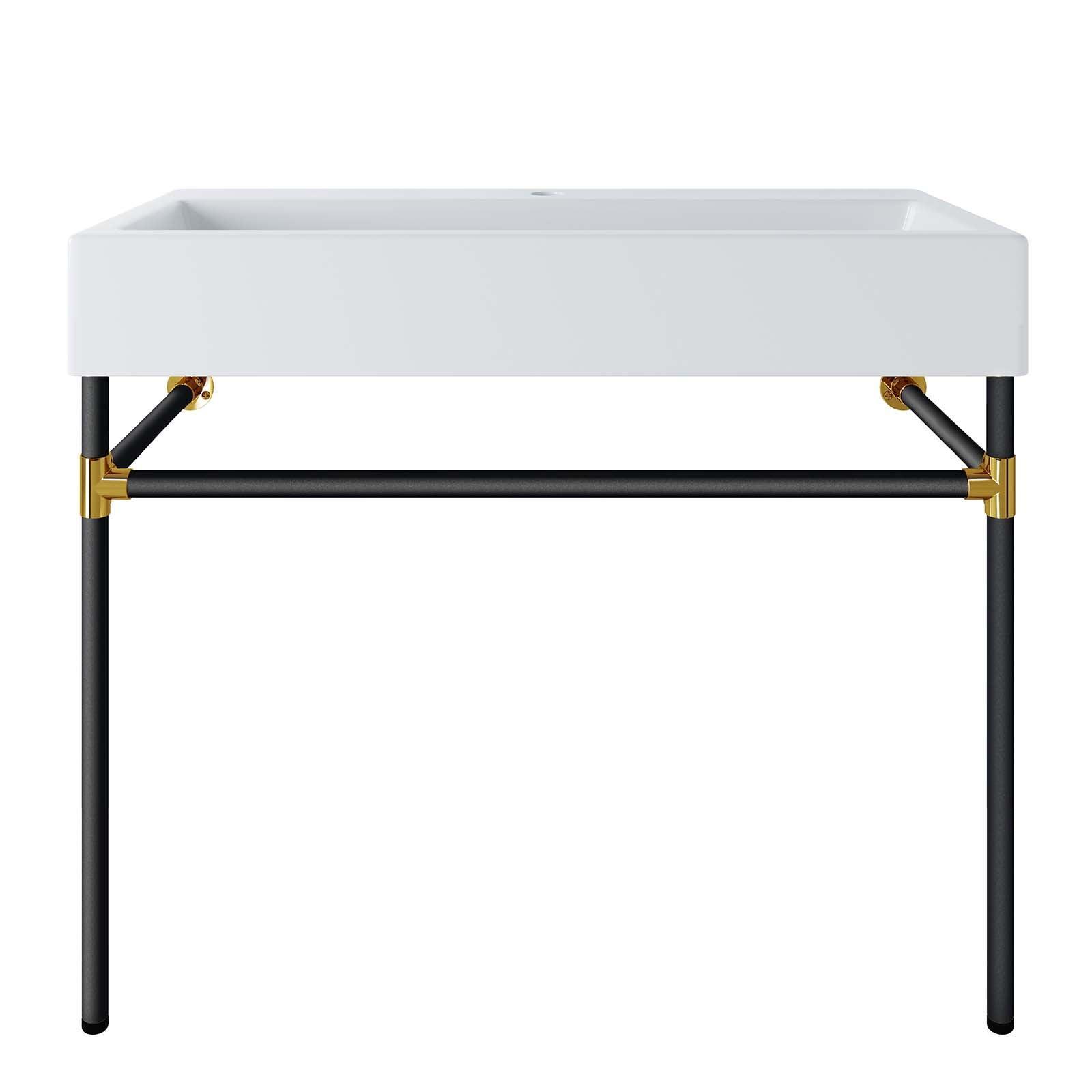 Modway Redeem 40" Black Stainless Steel Wall-Mount Bathroom Vanity FredCo