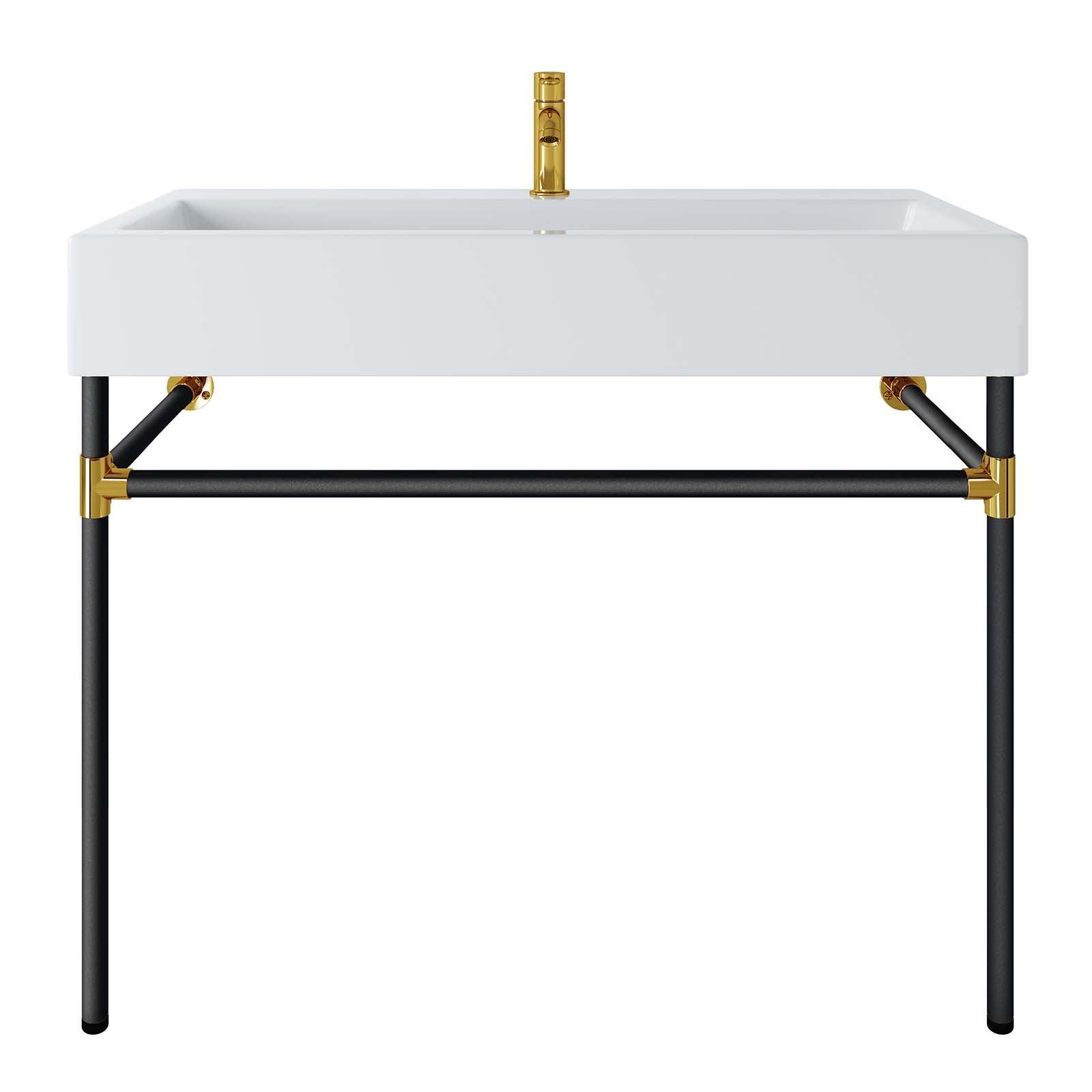 Modway Redeem 40" Black Stainless Steel Wall-Mount Bathroom Vanity FredCo