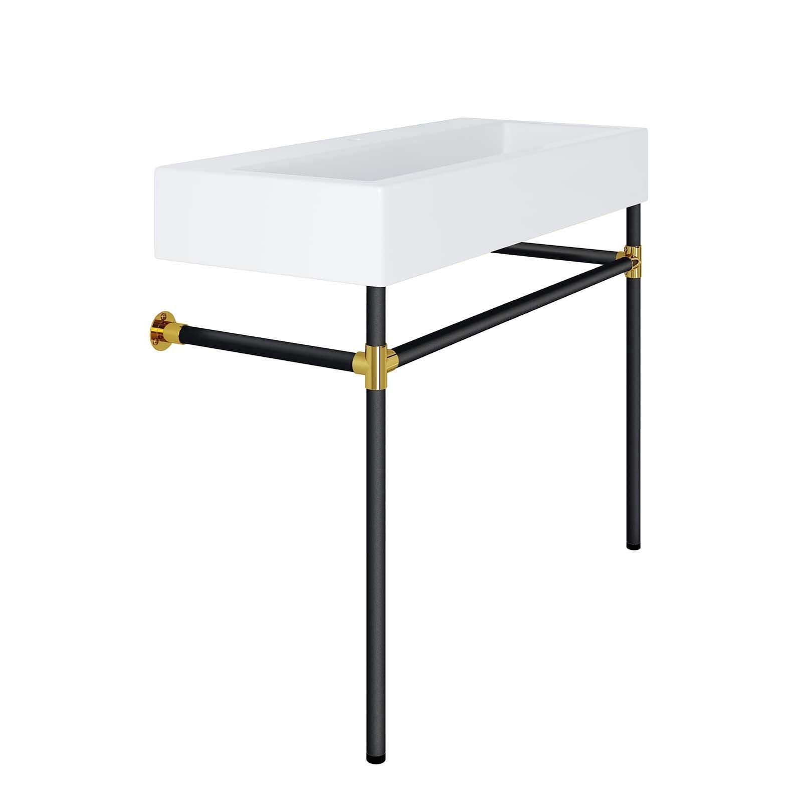 Modway Redeem 40" Black Stainless Steel Wall-Mount Bathroom Vanity FredCo