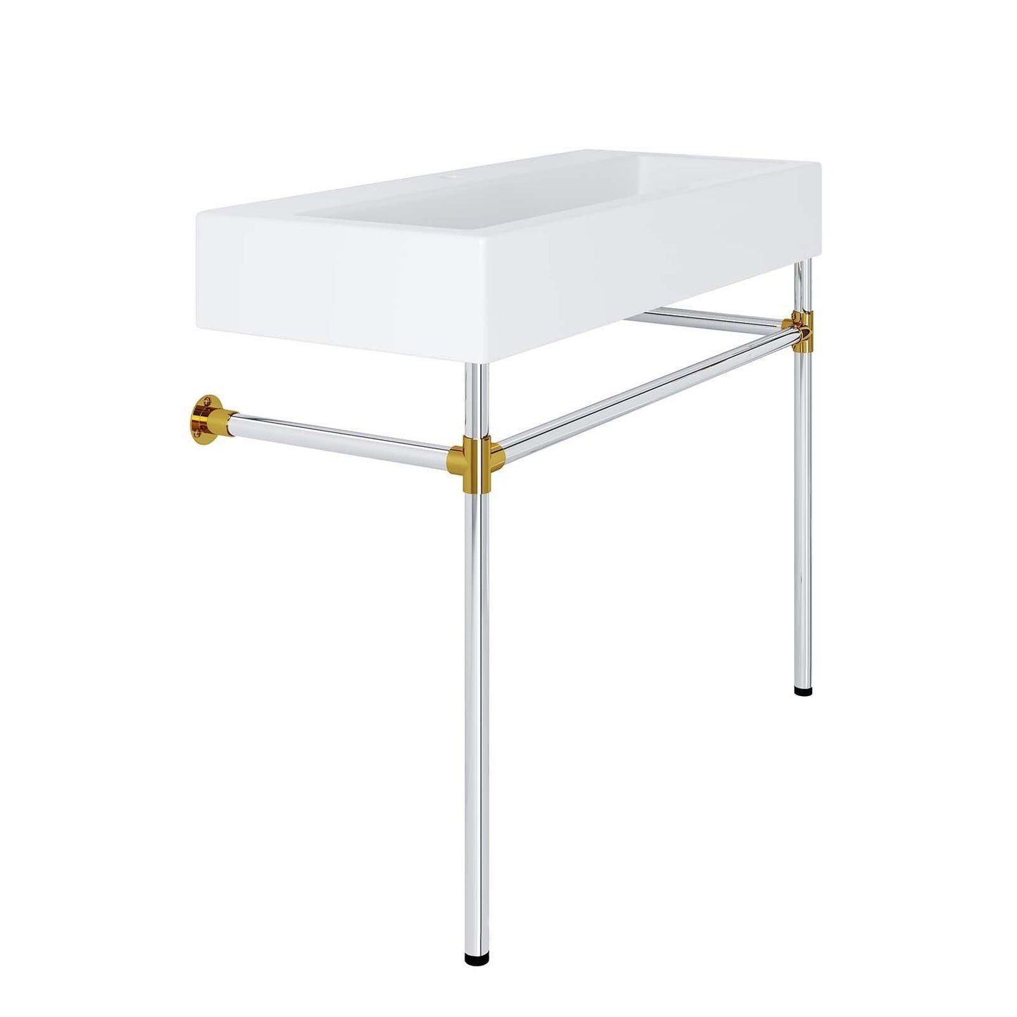 Modway Redeem 40" Silver Stainless Steel Wall-Mount Bathroom Vanity FredCo