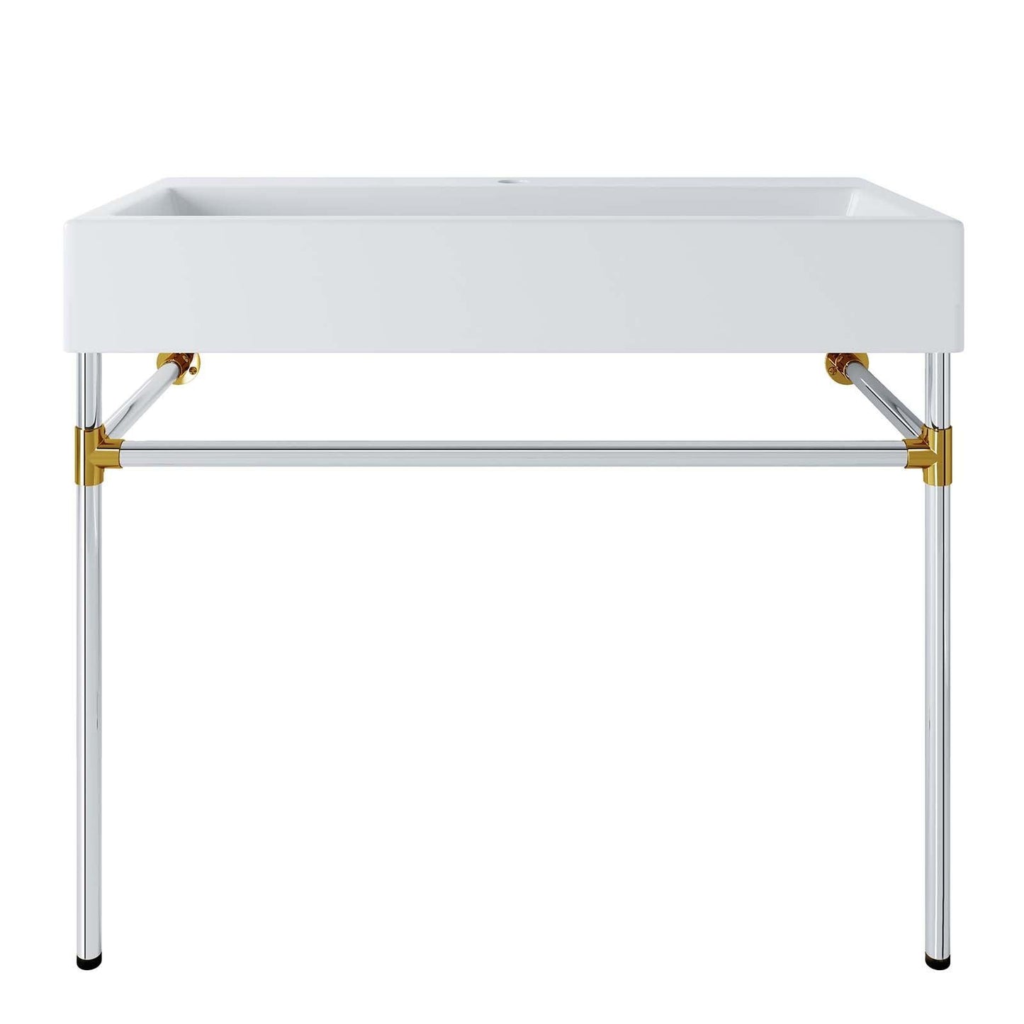 Modway Redeem 40" Silver Stainless Steel Wall-Mount Bathroom Vanity FredCo