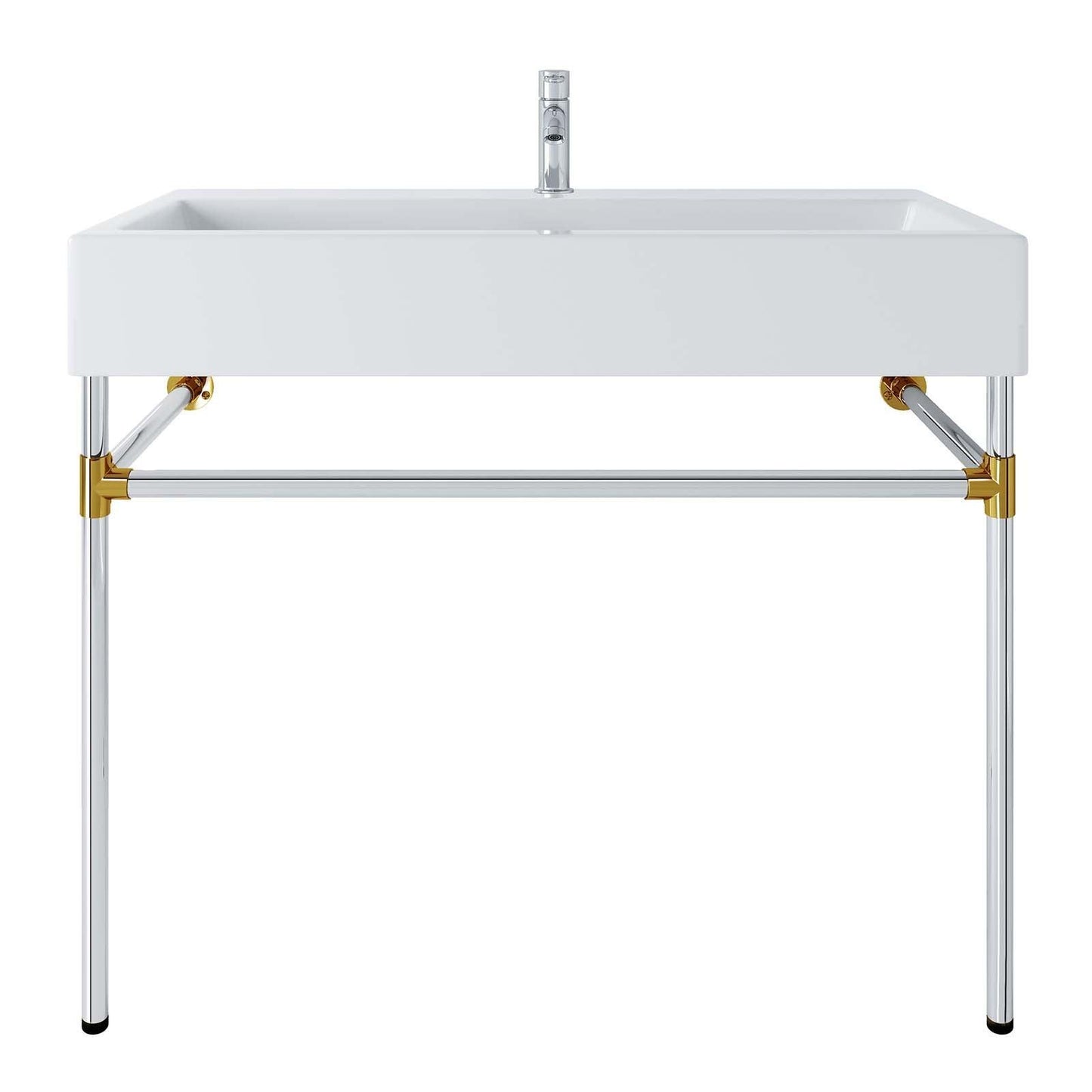 Modway Redeem 40" Silver Stainless Steel Wall-Mount Bathroom Vanity FredCo