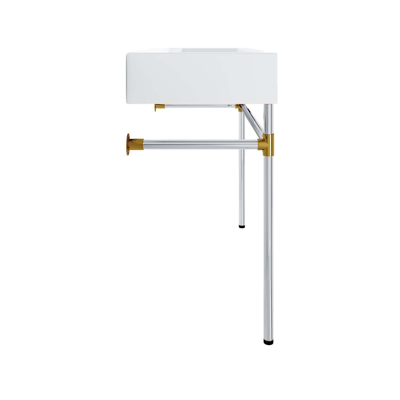 Modway Redeem 40" Silver Stainless Steel Wall-Mount Bathroom Vanity FredCo