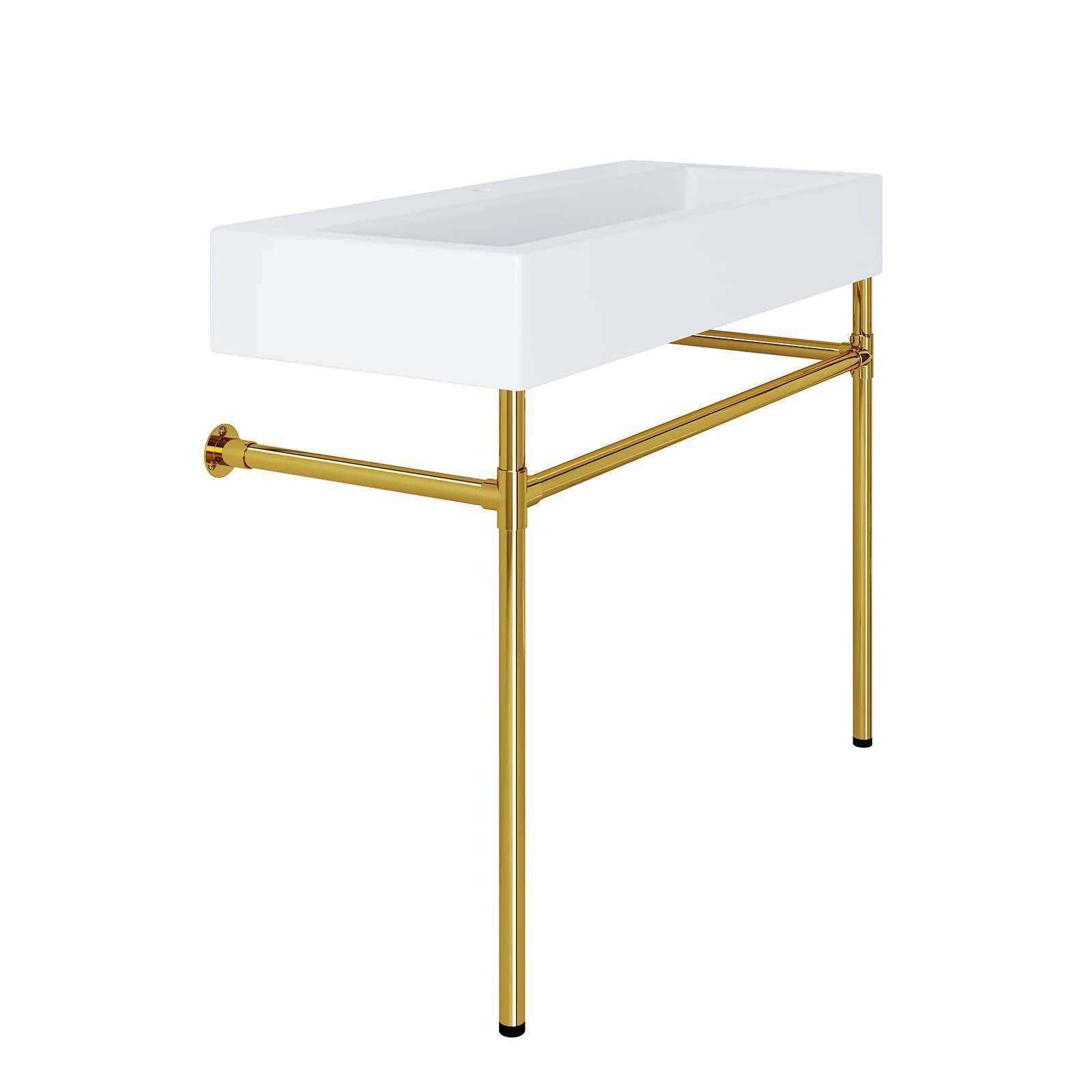 Modway Redeem 40" Wall-Mount Gold Stainless Steel Bathroom Vanity FredCo