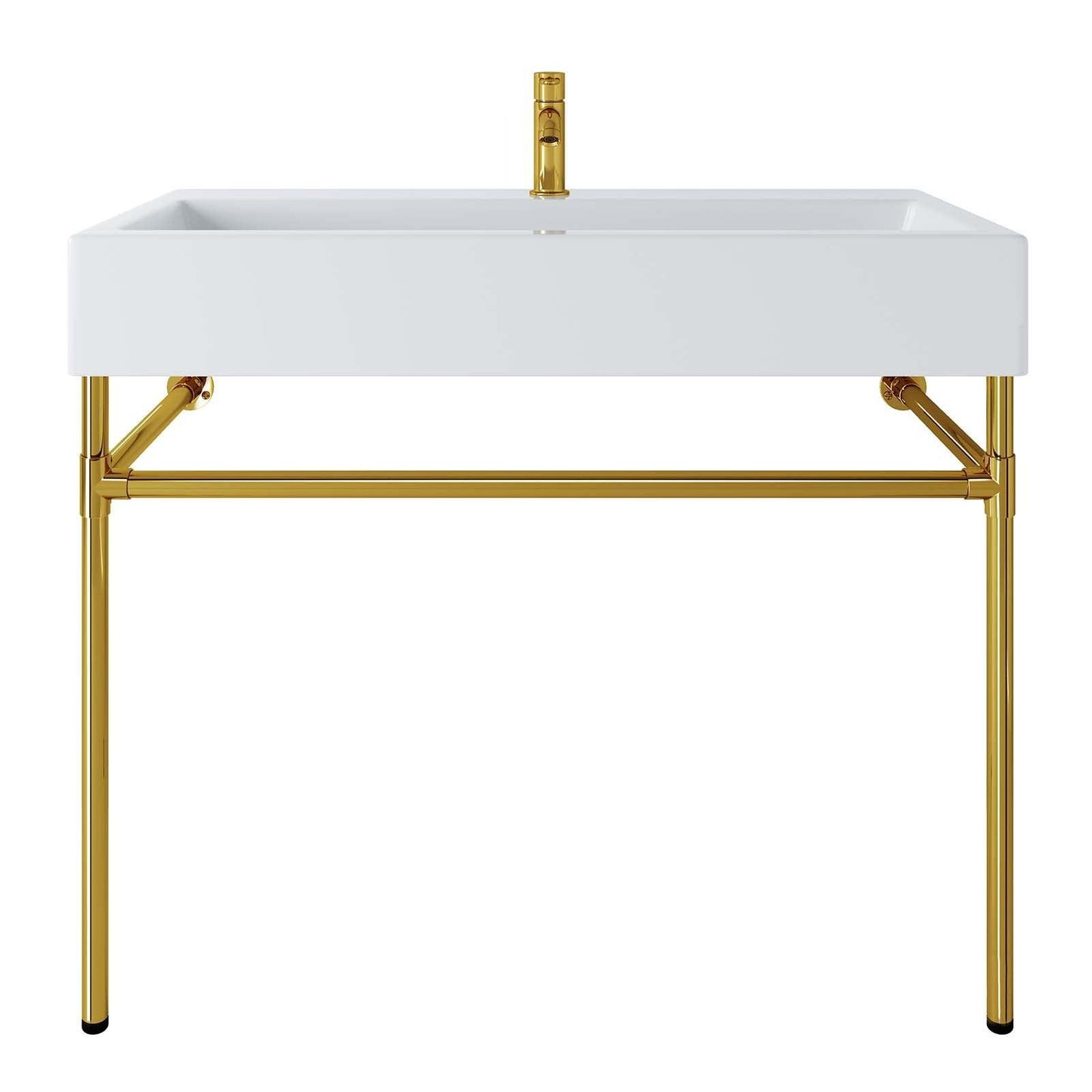 Modway Redeem 40" Wall-Mount Gold Stainless Steel Bathroom Vanity FredCo