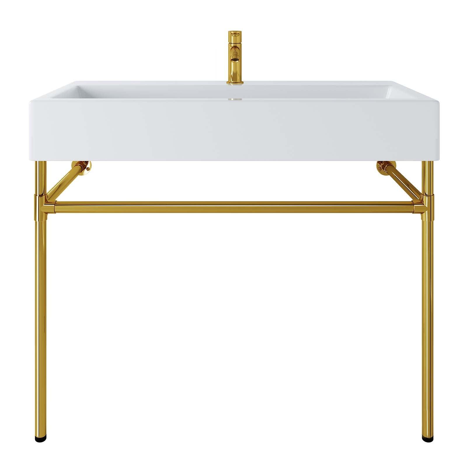 Modway Redeem 40" Wall-Mount Gold Stainless Steel Bathroom Vanity FredCo