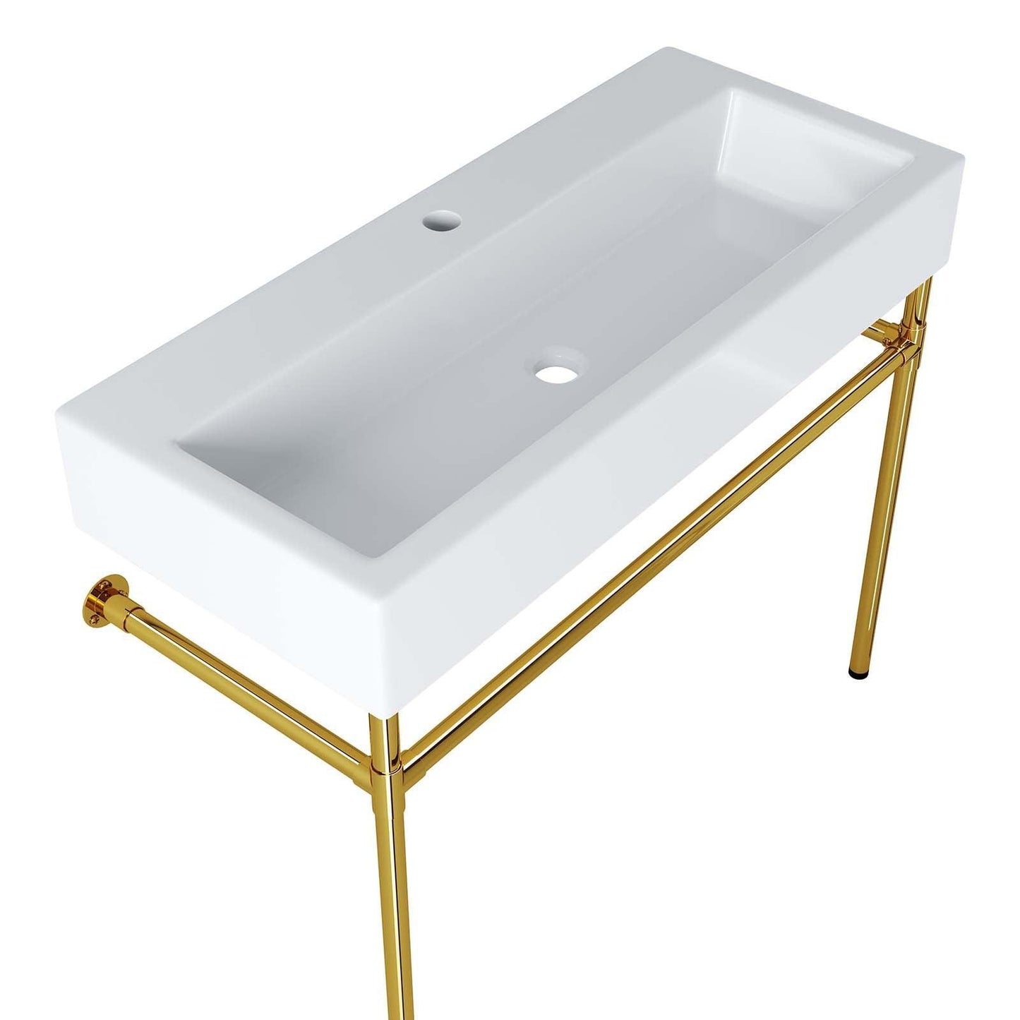 Modway Redeem 40" Wall-Mount Gold Stainless Steel Bathroom Vanity FredCo