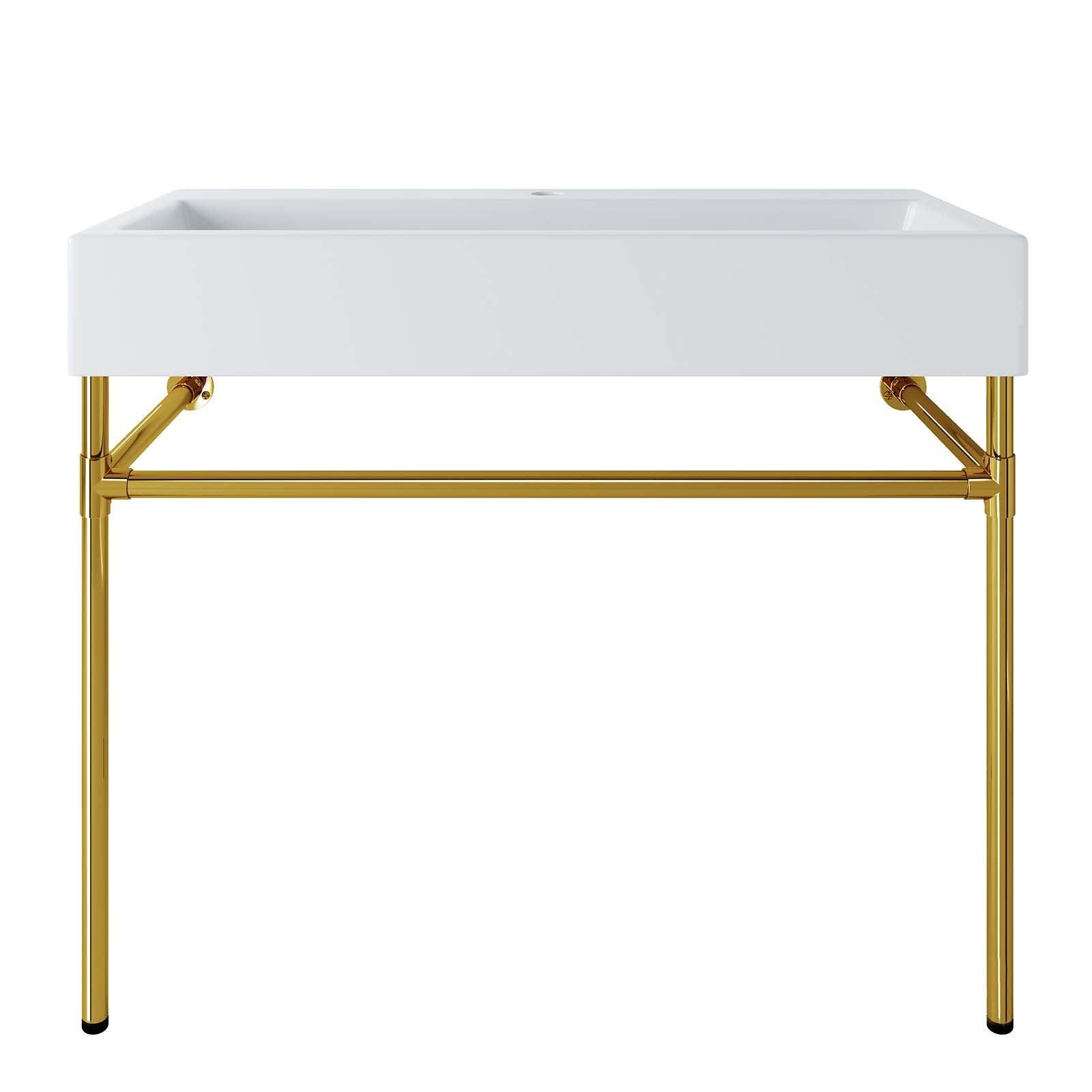 Modway Redeem 40" Wall-Mount Gold Stainless Steel Bathroom Vanity FredCo